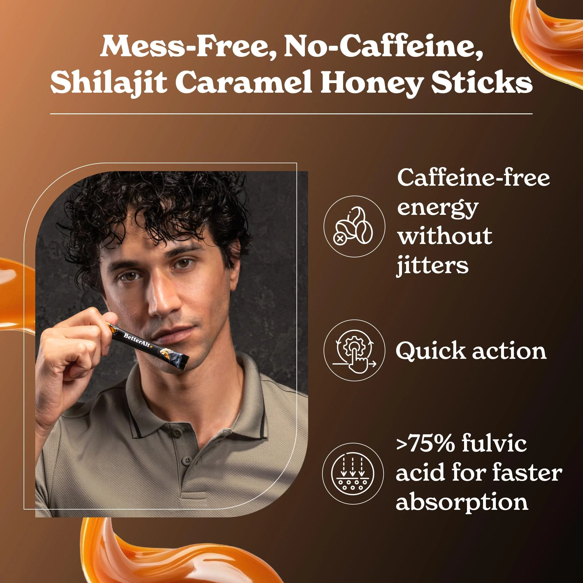 Better Alt Pure Himalayan Shilajit Caramel Honey Sticks with Organic Honey| Easy to Consume Shilajit| 30 Sticks for Energy Boost & Immune Support, 85+ Trace Minerals, 75%+ Fulvic Acid - Image 5