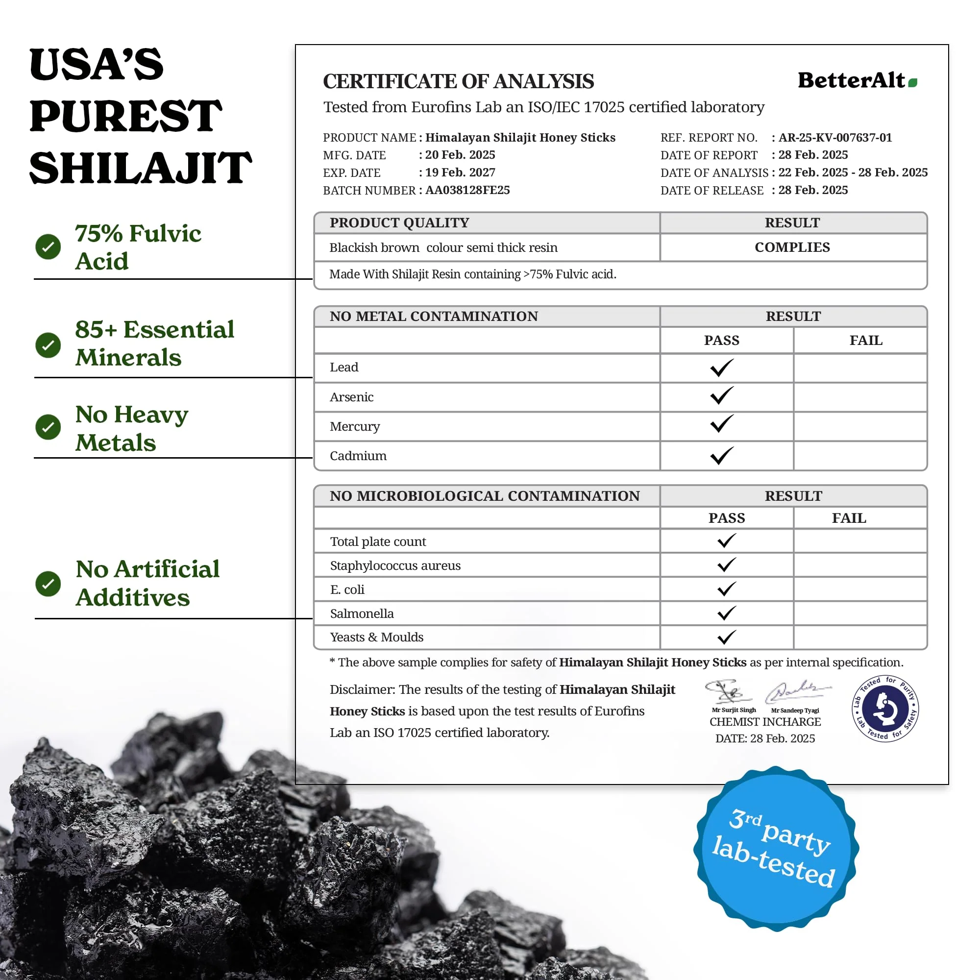 Better Alt Pure Himalayan Shilajit Sticks with Organic Honey, Saffron | Easy to Consume Shilajit| 30 Sticks for Energy Boost & Immune Support, 85+ Trace Minerals, 75%+ Fulvic Acid - Image 2