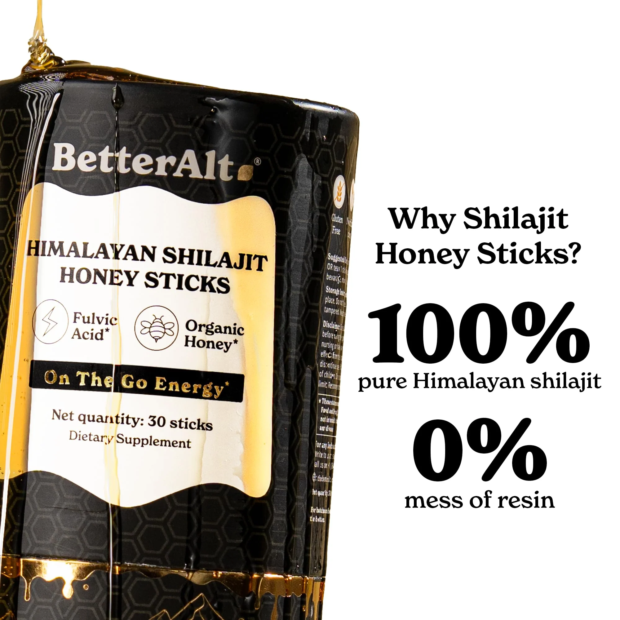 Better Alt Pure Himalayan Shilajit Sticks with Organic Honey, Saffron | Easy to Consume Shilajit| 30 Sticks for Energy Boost & Immune Support, 85+ Trace Minerals, 75%+ Fulvic Acid - Image 8
