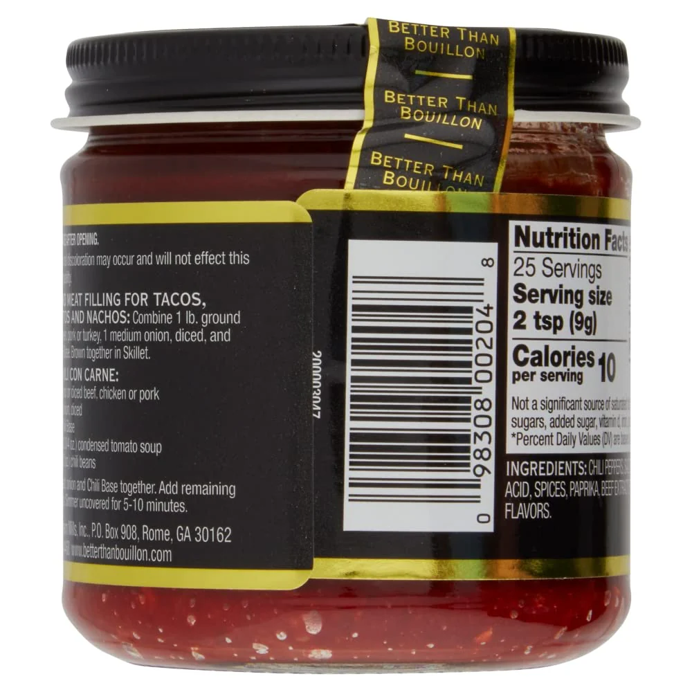 Better Than Bouillon Chili Base, Made from Select Roasted Chili Peppers & Spices, Blendable Base for Added Flavor, 8-Ounce Jar (Pack of 1) - Image 3