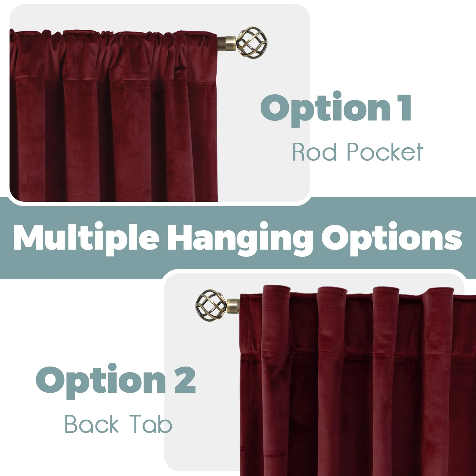BGment Red Velvet Curtains 84 Inch for Bedroom, Thick Thermal Insulated Blackout Curtains Noise Reduce Back Tab and Rod Pocket Christmas Panels for Living Room, Set of 2 Panels, 52 x 84 Inch - Image 8