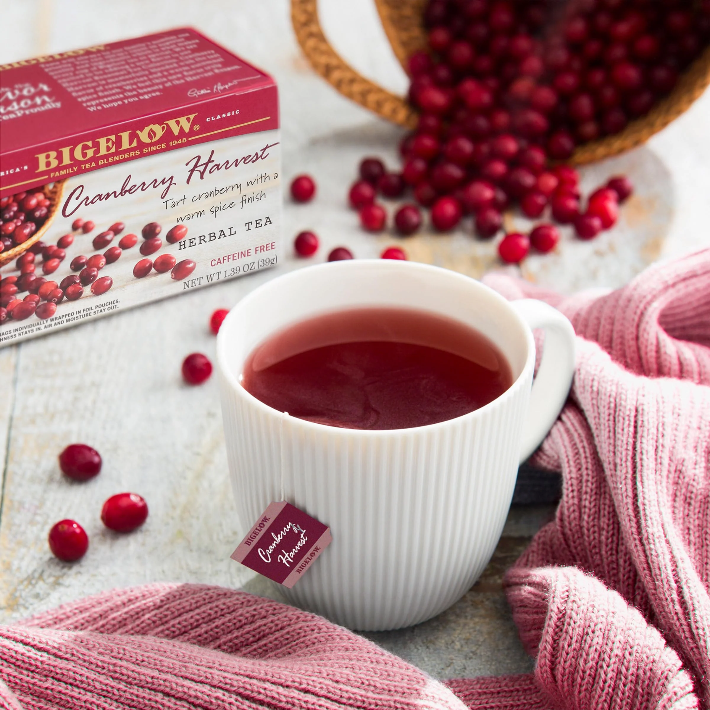 Bigelow Tea Cranberry Harvest Herbal Tea, Caffeine Free Tea with Cranberry and Spice, Holiday and Christmas Tea, 18 Count Box (Pack Of 6), 108 Total Tea Bags - Image 5