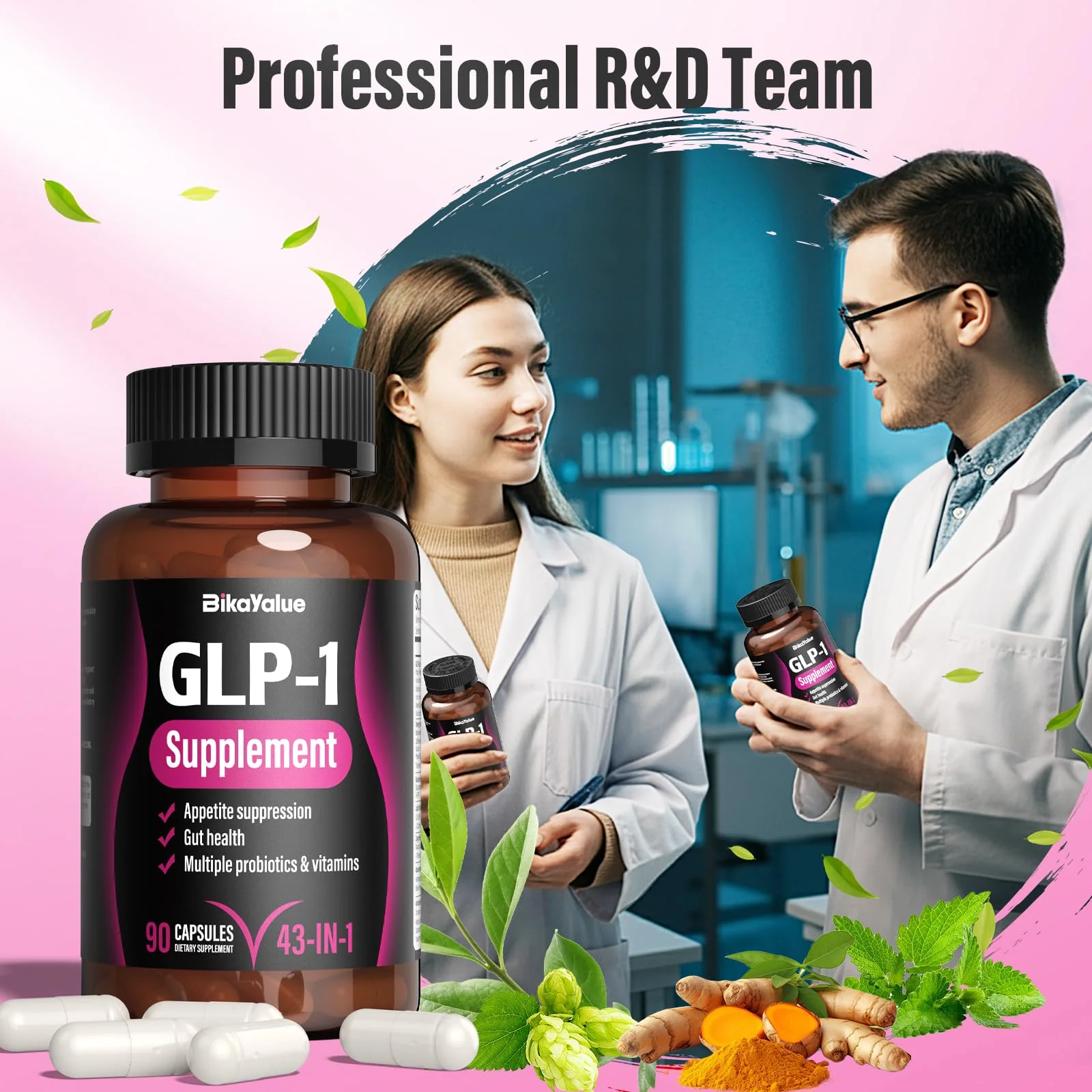 BIKAYALUE GLP-1 Alternative Supplement, with Akkermansia Probiotics 30 Billion, Hops, Green Tea Extract – Metabolism & Gut Health, Digestive Wellness Support - 90 Capsules (30 Servings) - Image 2