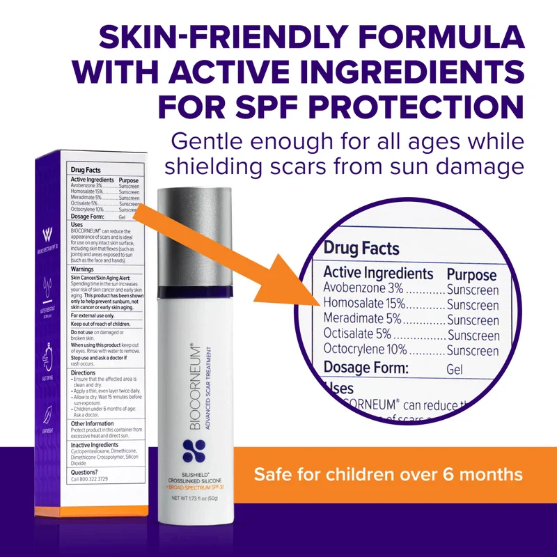 BIOCORNEUM Advanced Scar Treatment with Silishield? & SPF 30 50g C Made in the USA, Fast-Drying, Water-Resistant Silicone Scar Gel - Surgeon Recommended for New & Old Scars - Suitable for Children Over 6 Months - Image 3