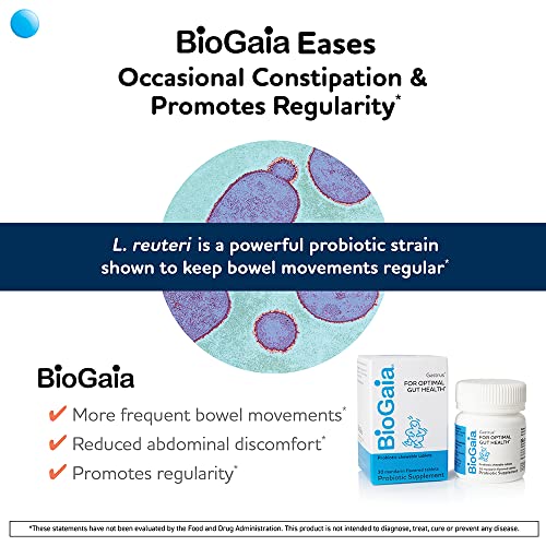 BioGaia Gastrus Chewable Tablets, Adult Probiotic Supplement for Stomach Discomfort, Constipation, Gas, Bloating, Regularity, Non-GMO, 30 Tablets, 1 Pack - Image 4