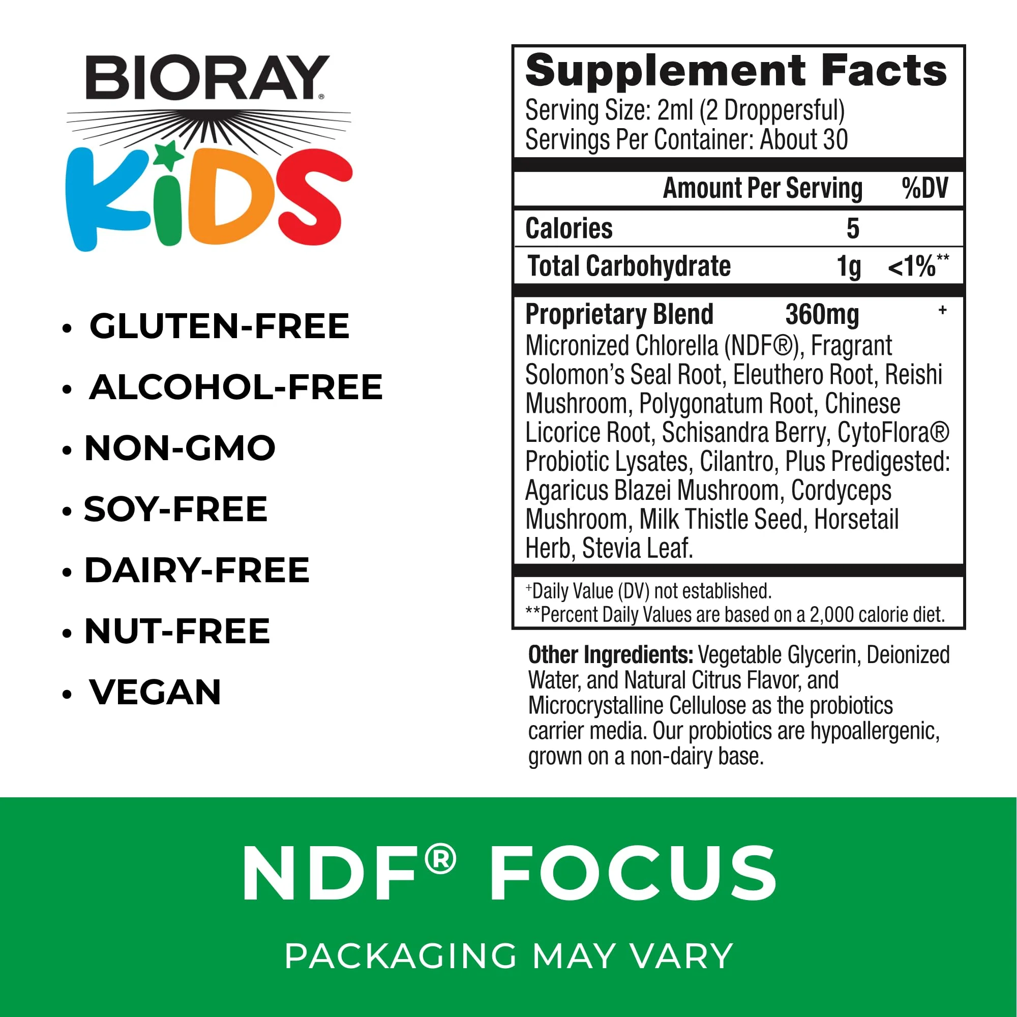 BIORAY Kids NDF Focus, Citrus - 2 fl oz - Supports Cognitive Function, Enhances Clarity & Promotes Steady Energy Levels - Non-GMO, Vegetarian, Gluten Free - 1-2 Month Supply - Image 3