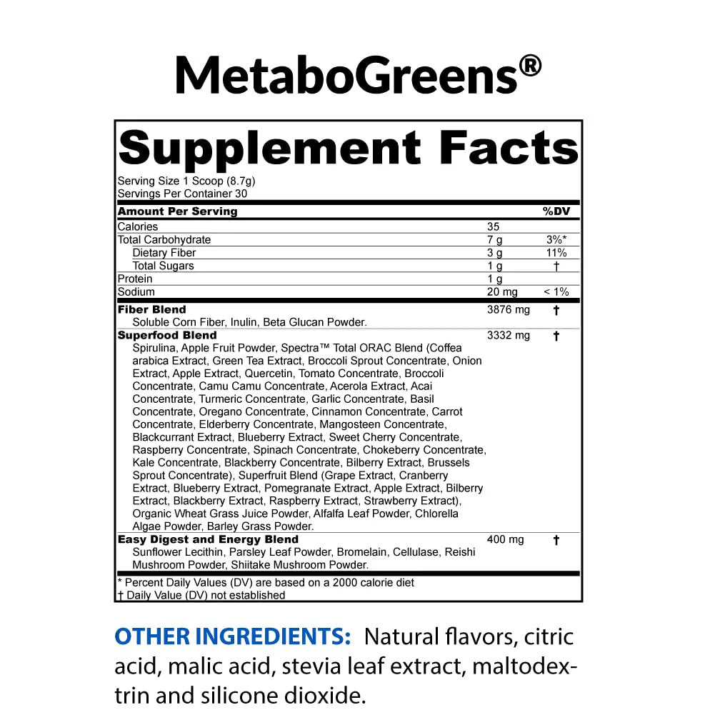 BioTrust Metabo Greens Superfood Powder - Super Greens Powder, Fruit & Veggie Blend with Clinically Studied Spectra - Non GMO, Soy Free, Gluten Free, Dairy Free, Energizing Berry Flavor (30 Servings) - Image 8