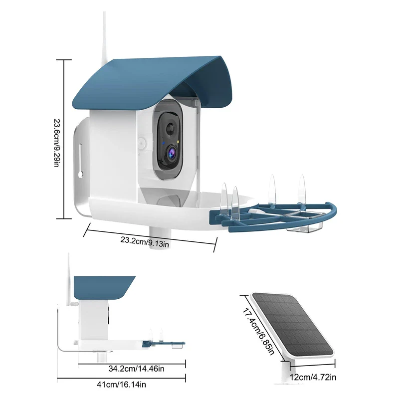 Bird Feeder with Camera,AI Identify Birds Species,Smart Birds Camera with Solar Powered,Auto Record 1080P Birds Video in Backyard,Instant Notifications,Ideal Gifts for Family and Bird Lovers,Navy Blue - Image 6