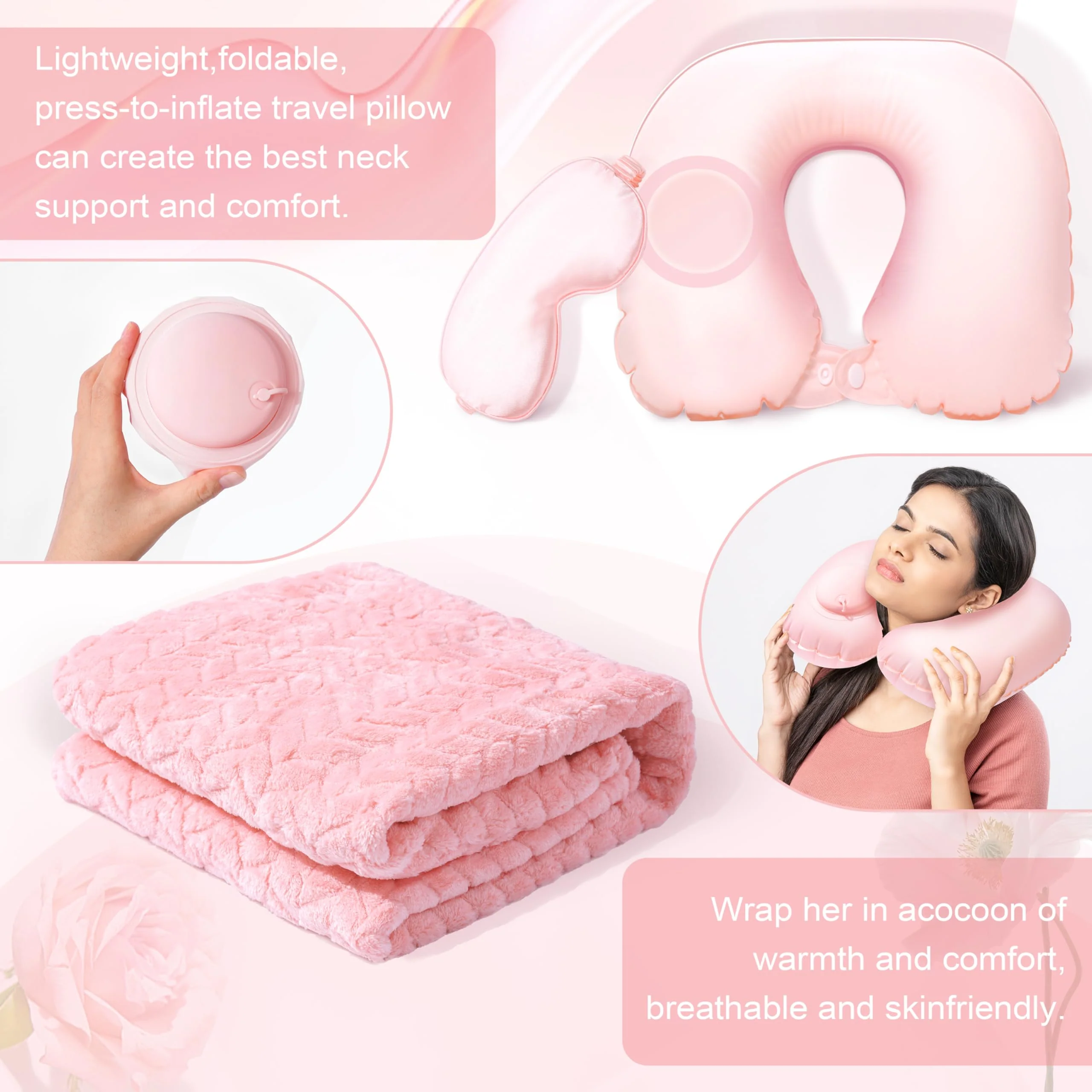 Birthday Gifts for Women Self Care Gifts Get Well Soon Gifts for Women,Relaxing Spa Gifts Basket w/Flannel Blanket Traveling Pillow Care Package christmas Birthday Gifts Idea for Mom Her Wife Friends - Image 4