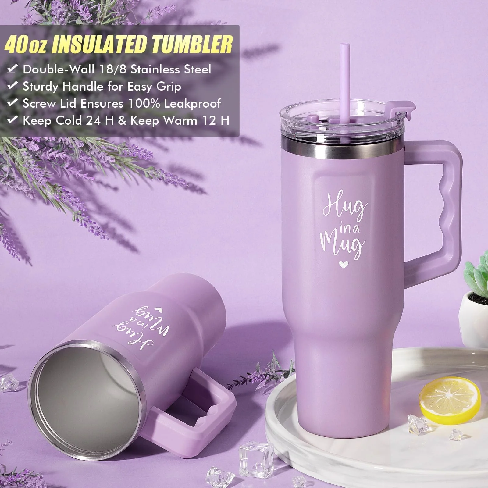 Birthday Gifts for Women Self Care Gifts Get Well Soon Gifts, Lavender Relaxing Spa Gifts Basket Care Package w/ Flannel Blanket 40 OZ Tumbler, Christmas Gifts for Mom Wife Grandma Friends Sisters Her - Image 7