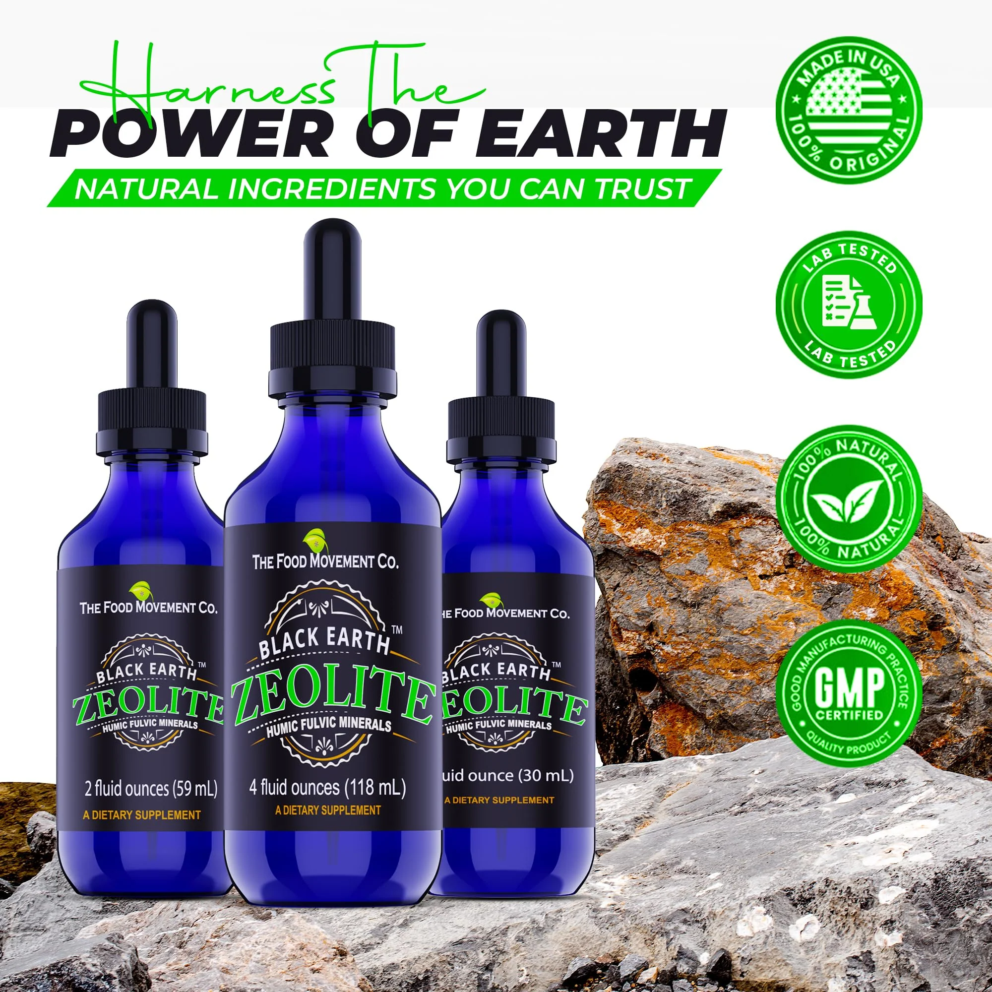 Black Earth Zeolite with Humic Fulvic Acids Trace Minerals for Adults and Kids for Detox, Gut Health and Immune Support - Value Size 4 Fl Oz Liquid Drops Supplement - Image 2