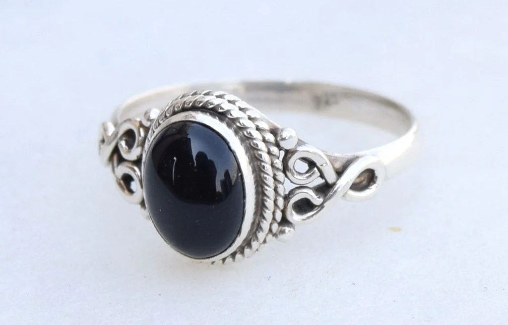 Black Onyx Stone Ring 925 Sterling Silver Statement Ring For Women Handmade Gemstone Christmas Jewellery Size US 8 Gift For Her - Image 3