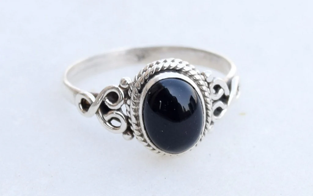 Black Onyx Stone Ring 925 Sterling Silver Statement Ring For Women Handmade Gemstone Christmas Jewellery Size US 8 Gift For Her - Image 4