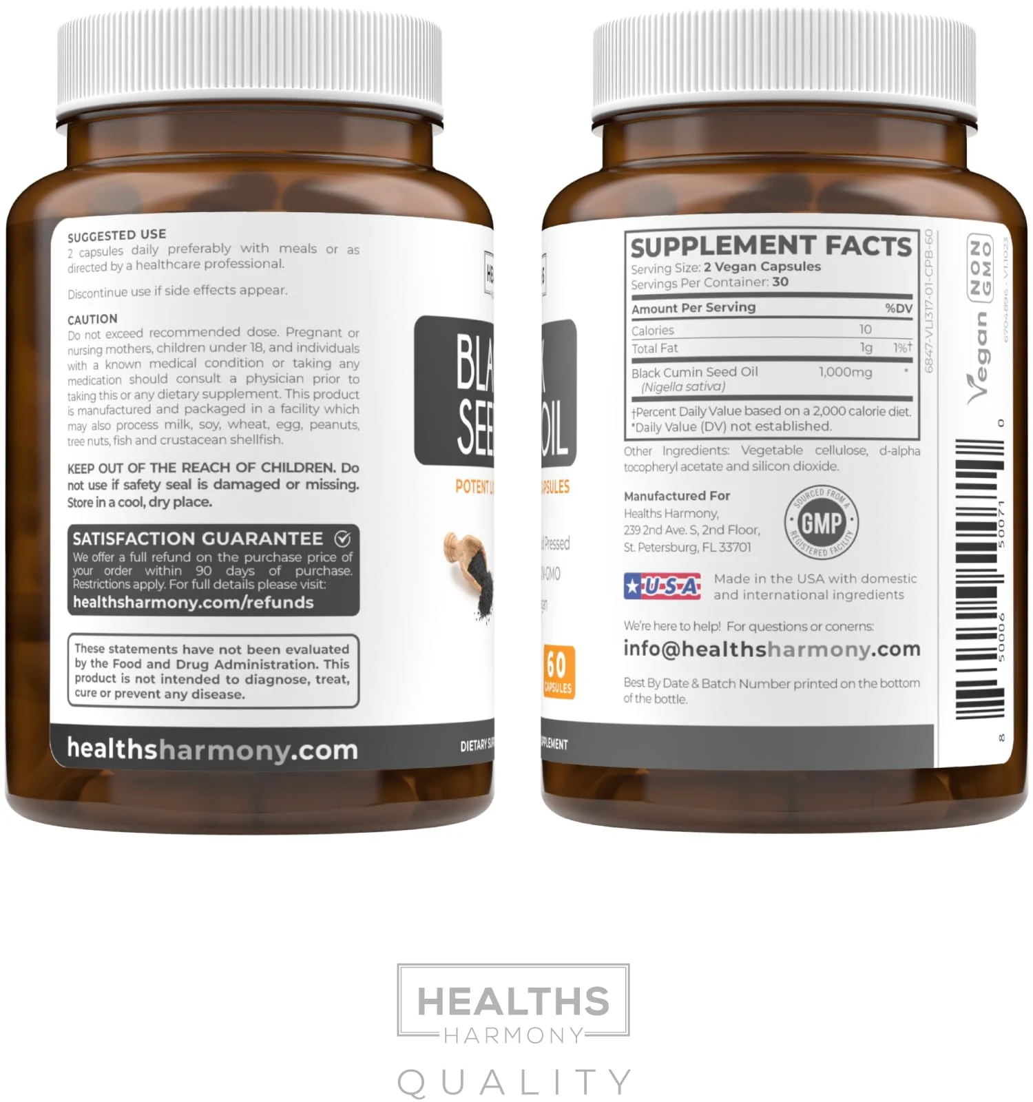 Black Seed Oil - 60 Softgel Capsules (Non-GMO & Vegan) Premium Cold-Pressed Nigella Sativa Producing Pure Black Cumin Seed Oil with Vitamin E - 500mg Each, 1000mg Per 2 Capsule Serving - Image 2