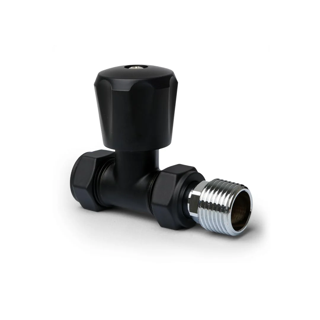 Black Straight Thermostatic Radiator Valves TRV Modern Radiator Valves 15mm x 1/2" (Set of 2) for Heated Towel Rails & Central Heating Radiators Radiator Valve Set - Image 4