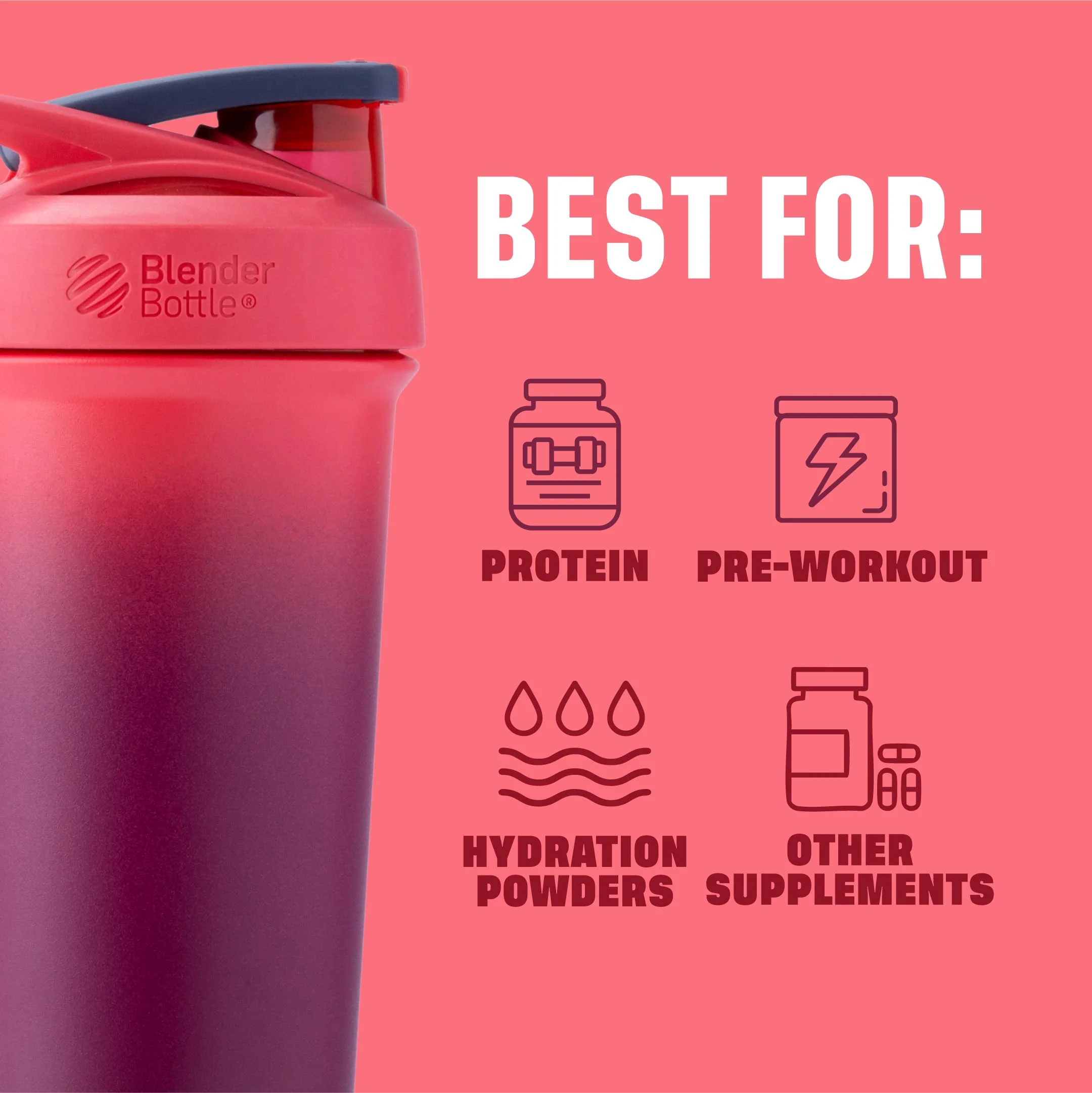 BlenderBottle Sport Sleek Insulated Stainless Steel Shaker Bottle with Wire Whisk, 25-Ounce, Sangria Ombre – Protein Shakes & Hydration for Athletes & Fitness Enthusiasts, Easy Mixing, Slim Easy to Hold, Keeps Drinks Cold, Lockable Lid - Image 5