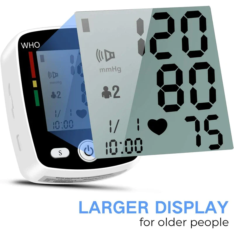 Blood Pressure Monitor Automatic Wrist Cuff Machine Carrying Case for Home Use 90 Readings Memory 2 User & Large Display, Black CK-W355 | NOUYAN - Image 3