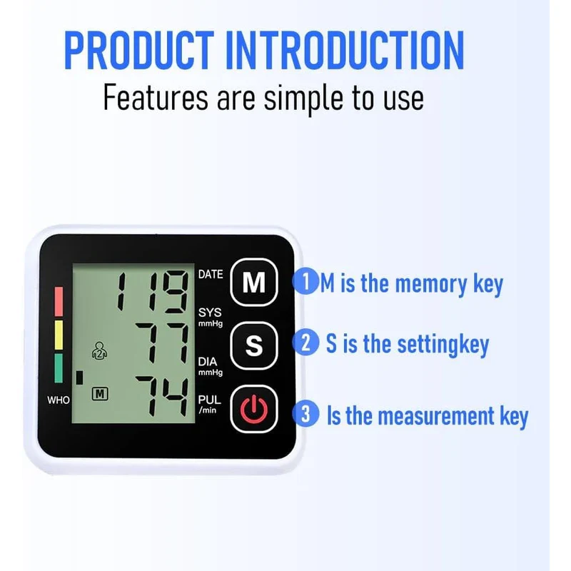 Blood Pressure Monitor, Wrist Blood Pressure Monitor, Heart Rate Hypertension Monitor, with Memory Function, Precise Blood Pressure and Pulse Measurement, Portable and Easy to Use - Image 5