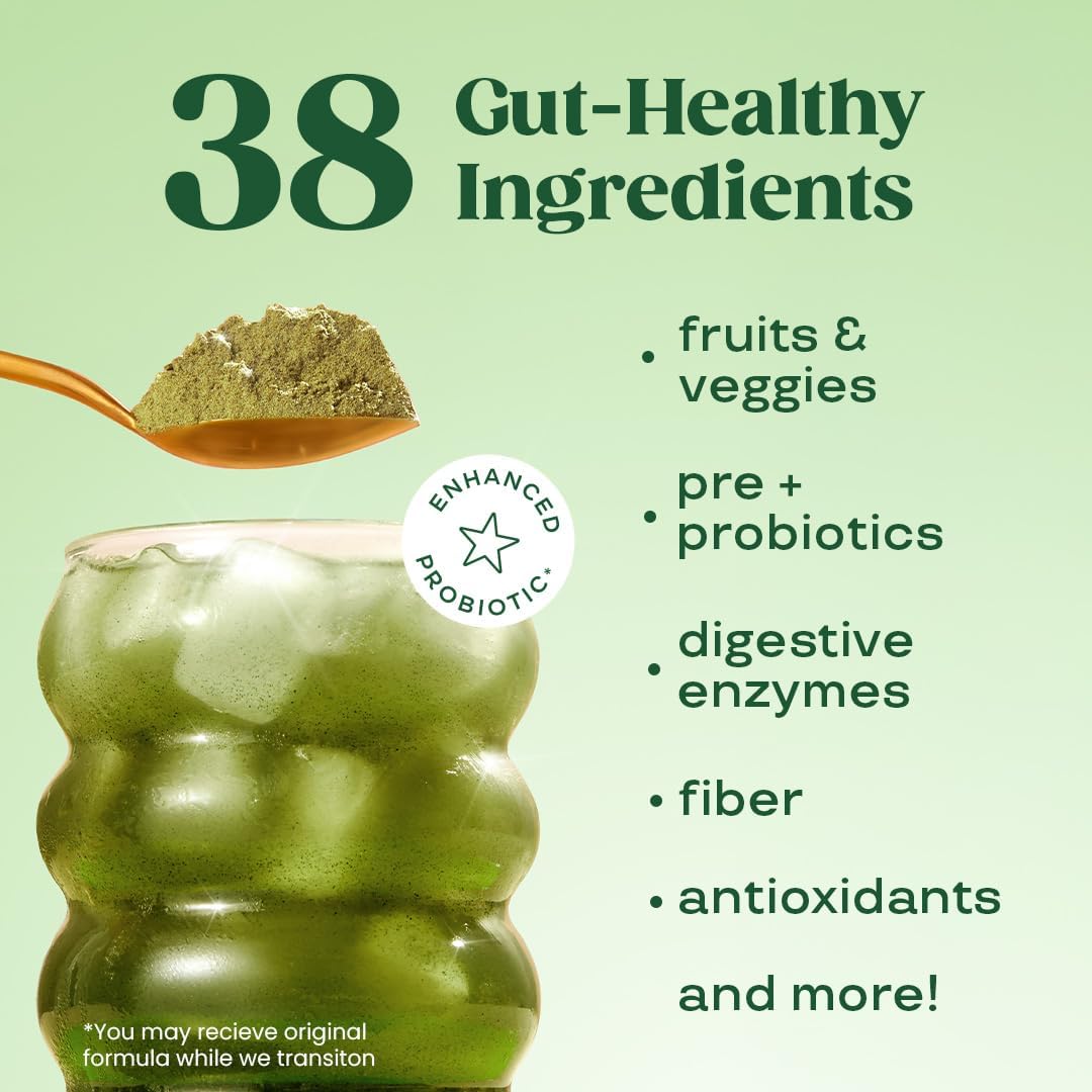 Bloom Nutrition Greens and Superfoods Powder for Digestive Health, Greens Powder, Digestive Enzymes, Probiotics, Spirulina, Chlorella for Bloating & Gut Support, Green Juice, 30 SVG, Strawberry Kiwi - Image 5