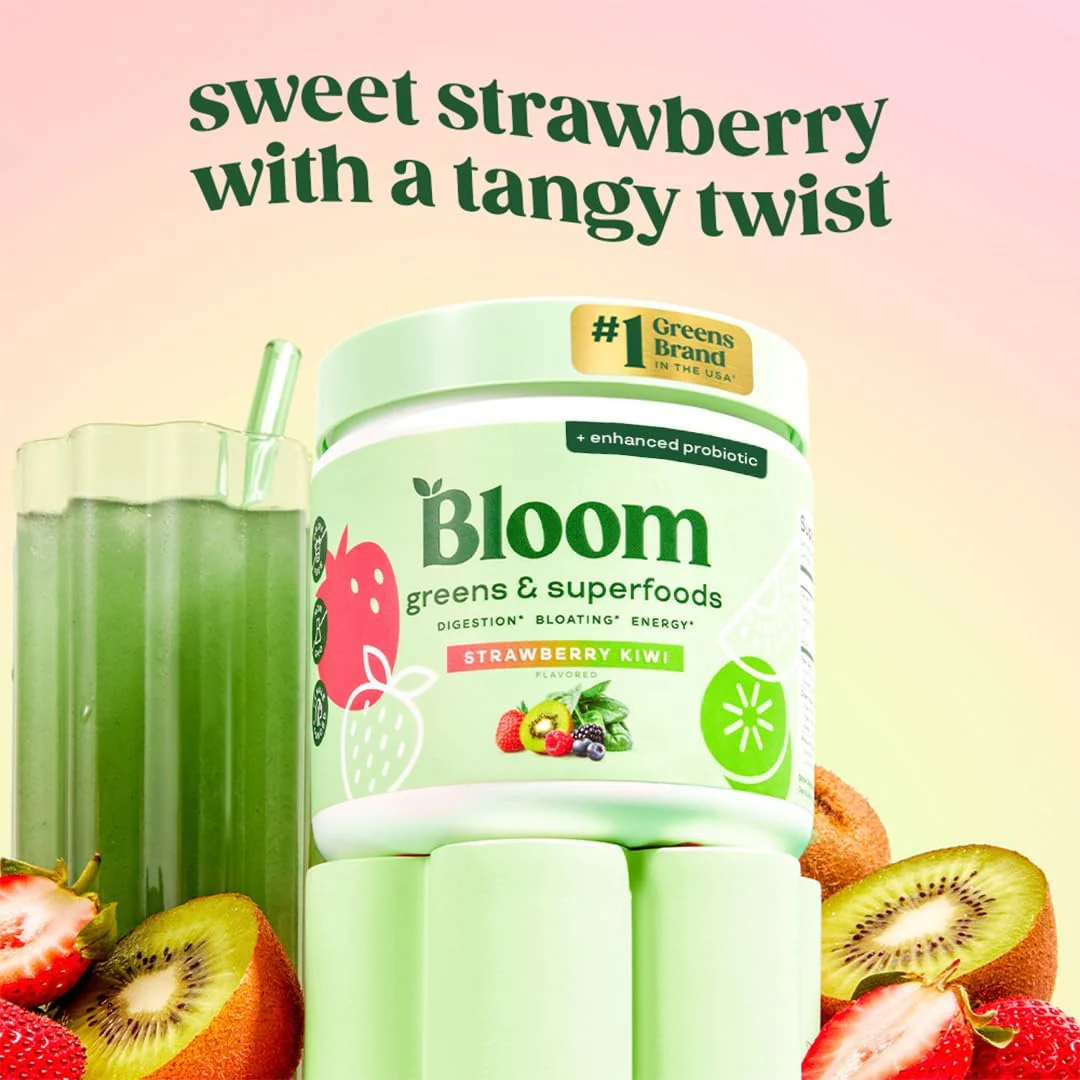 Bloom Nutrition Greens and Superfoods Powder for Digestive Health, Greens Powder, Digestive Enzymes, Probiotics, Spirulina, Chlorella for Bloating & Gut Support, Green Juice, 30 SVG, Strawberry Kiwi - Image 7