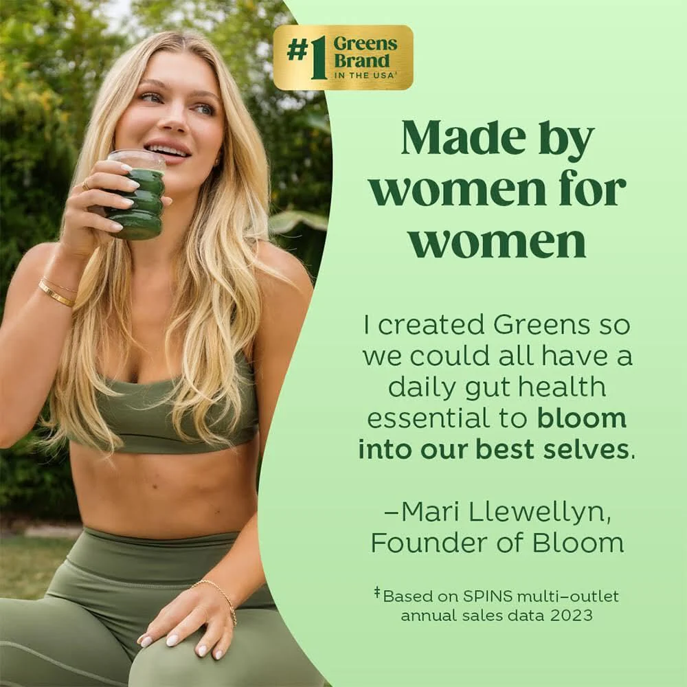 Bloom Nutrition Superfood Greens Powder, Digestive Enzymes with Probiotics and Prebiotics, Gut Health, Bloating Relief for Women, Chlorella, Green Juice Mix with Beet Root Powder, 25 SVG, Pineapple - Image 3