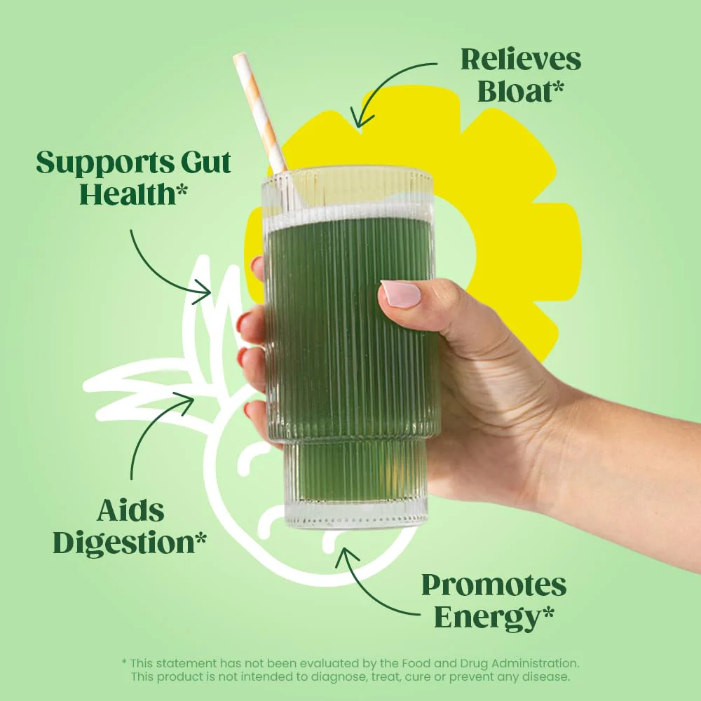 Bloom Nutrition Superfood Greens Powder, Digestive Enzymes with Probiotics and Prebiotics, Gut Health, Bloating Relief for Women, Chlorella, Green Juice Mix with Beet Root Powder, 25 SVG, Pineapple - Image 5