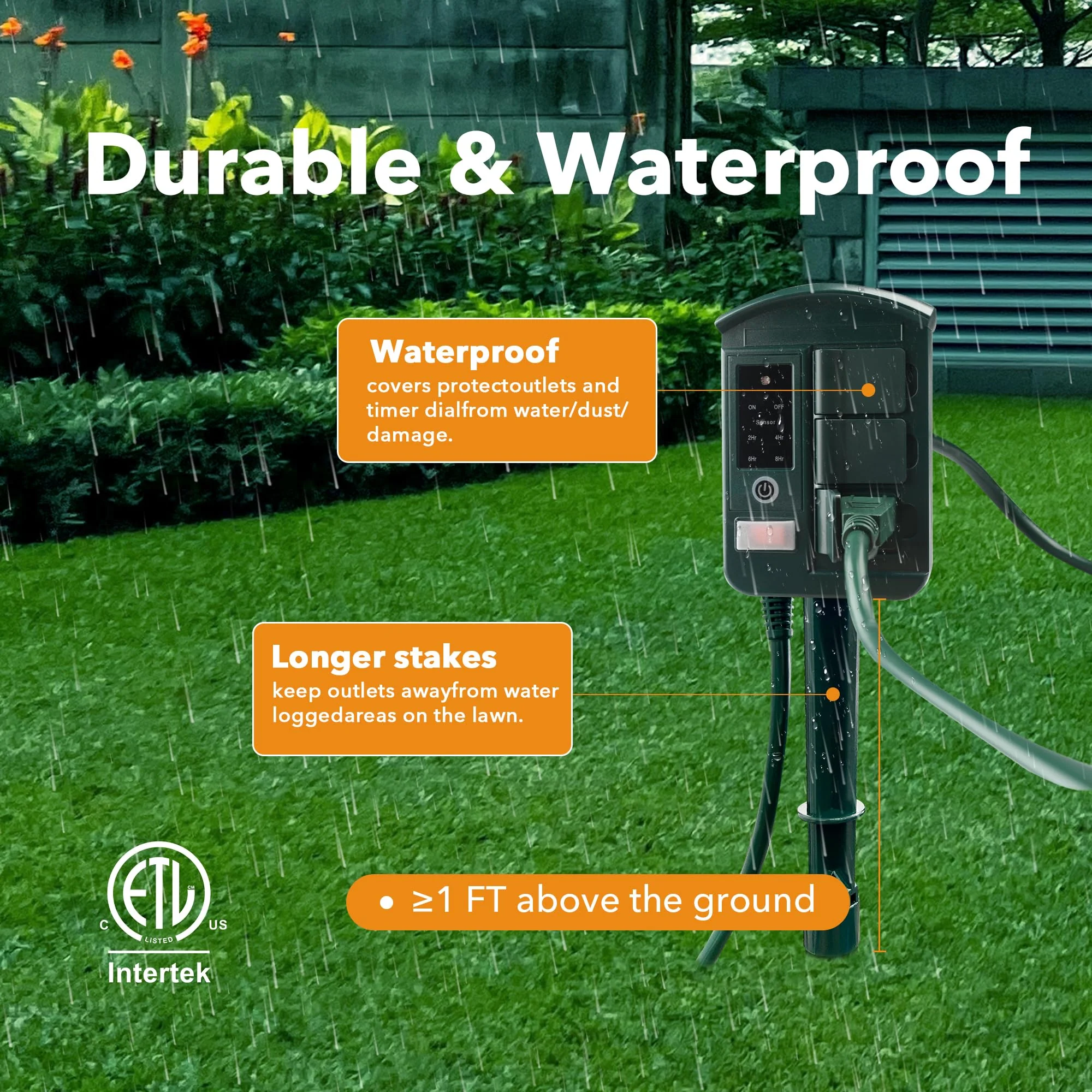 BN-LINK Heavy Duty Outdoor Stake Timer, 6 Outlets, Weatherproof, Perfect for Outdoor Lights, Sprinklers, Christmas Lights (with Remote-Photocell) - Image 5
