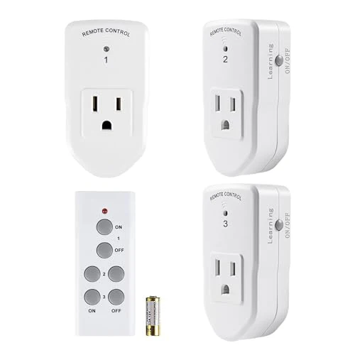 BN-LINK Wireless Remote Control Electrical Outlet Switch for Lights, Fans, Christmas Lights, Small Appliance, Long Range White (Learning Code, 3Rx-1Tx) 1200W/10A - Image 2