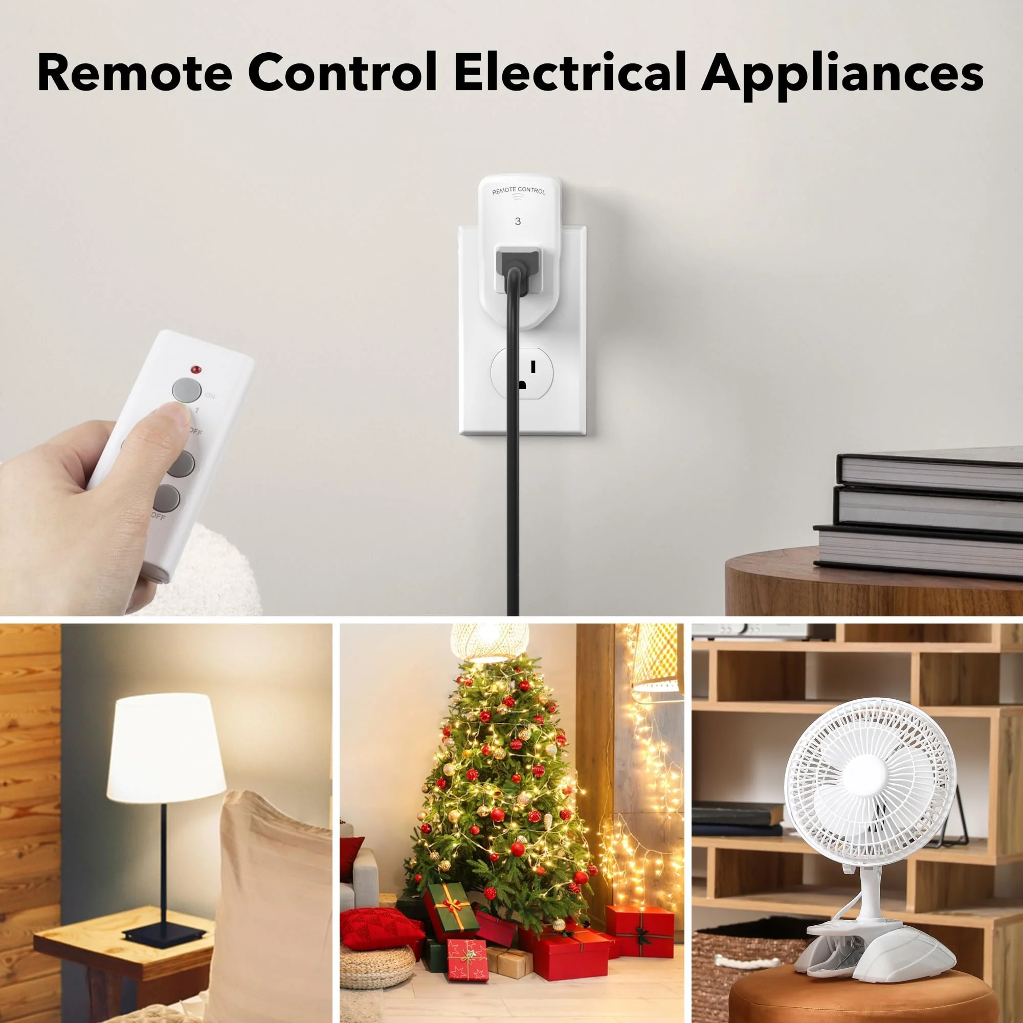 BN-LINK Wireless Remote Control Electrical Outlet Switch for Lights, Fans, Christmas Lights, Small Appliance, Long Range White (Learning Code, 3Rx-1Tx) 1200W/10A - Image 6