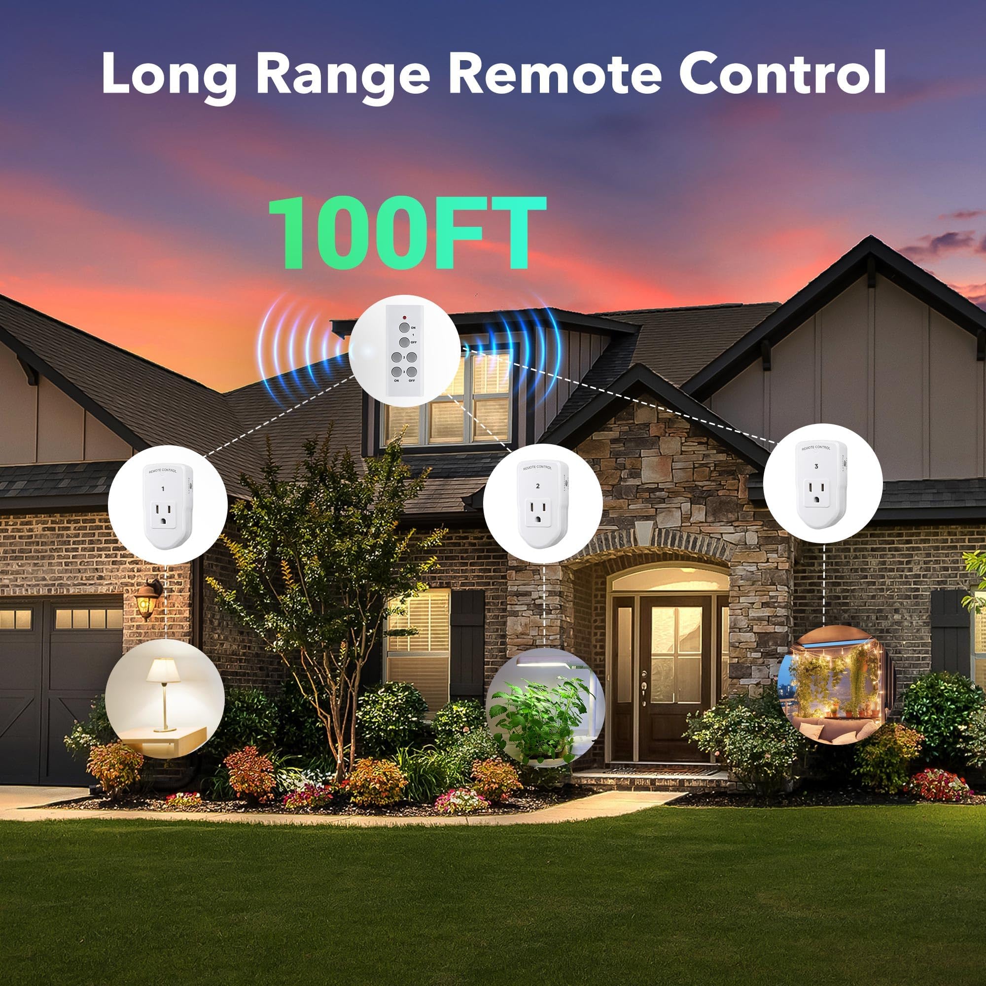 BN-LINK Wireless Remote Control Electrical Outlet Switch for Lights, Fans, Christmas Lights, Small Appliance, Long Range White (Learning Code, 3Rx-1Tx) 1200W/10A - Image 7
