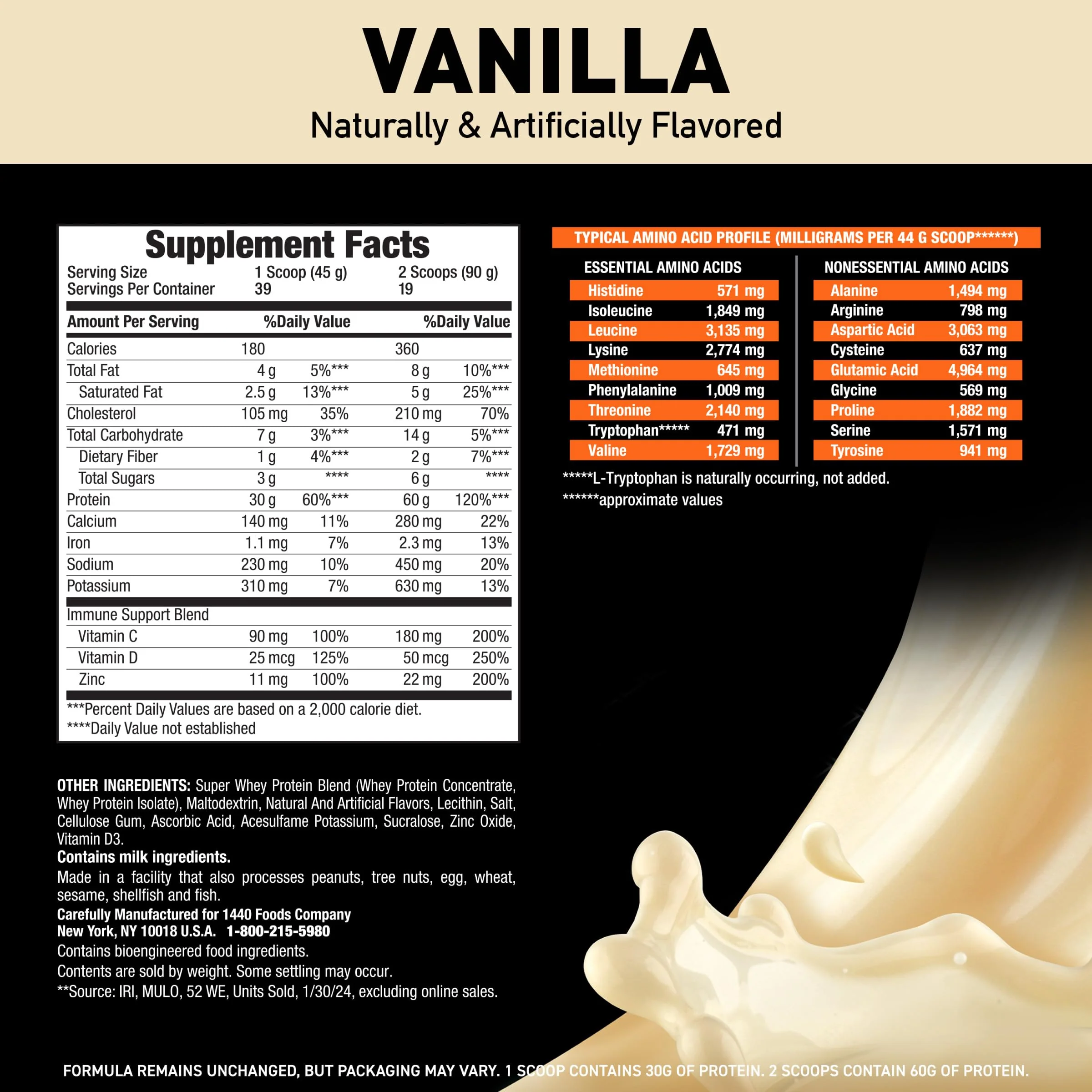 Body Fortress Super Advanced Whey Protein Powder, Vanilla, Immune Support (1), Vitamins C & D Plus Zinc, 3.9 lbs. - Image 5