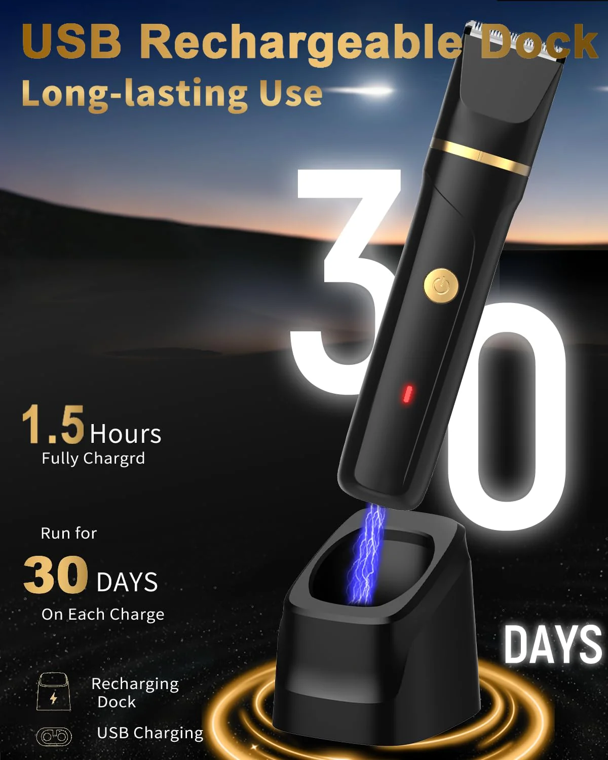 Body Hair Trimmer for Men, Manscape 3-in-1 Electric Razor Groin Groomer,IPX7 Waterproof Wet/Dry,Versatile Hair Trimmer for Ball/Beard/Nose,USB Rechargeable & Nose/Shaves Head,Christmas Gifts for Men - Image 6