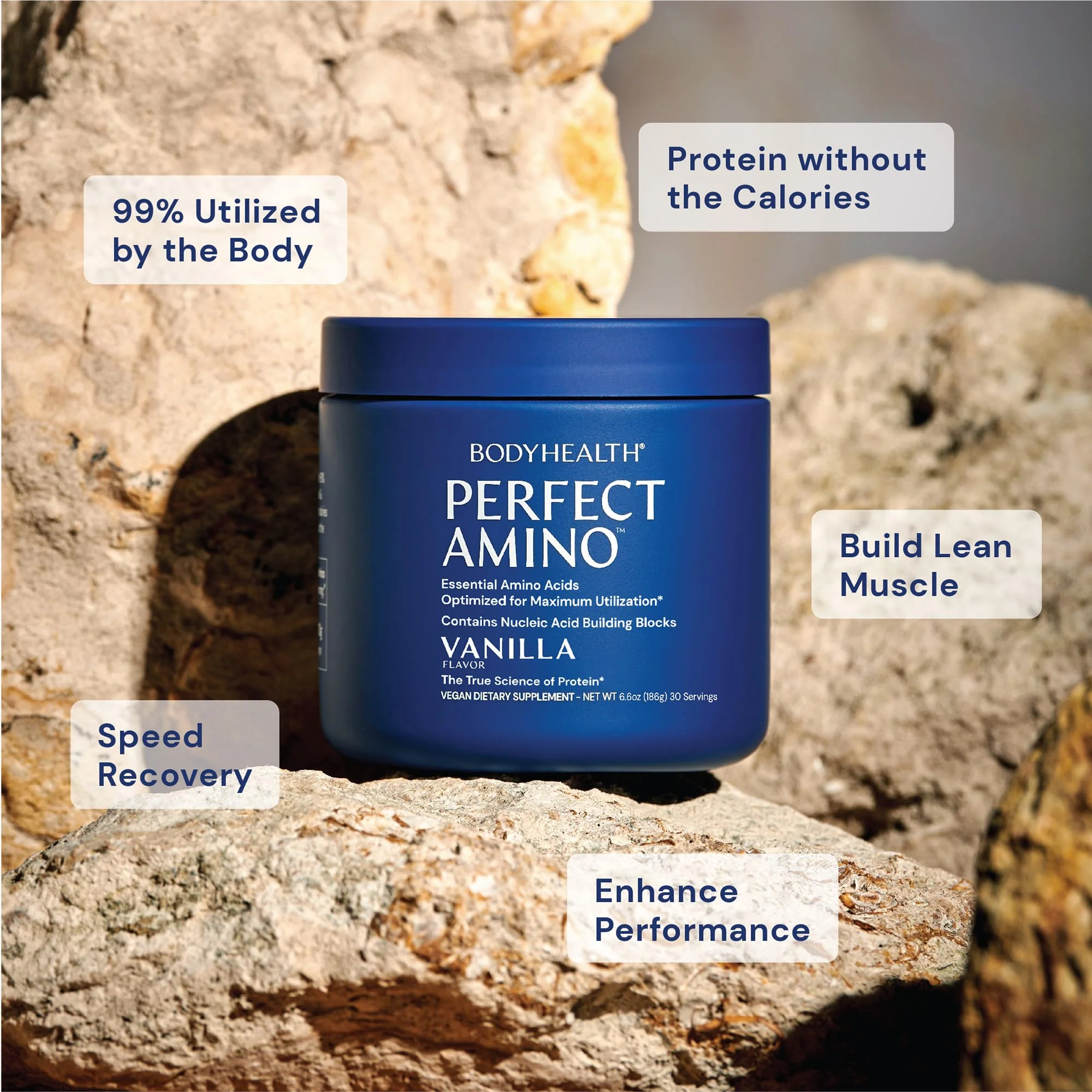 BodyHealth PerfectAmino Powder - BCAA and EAA Powder for Pre and Post Workout - Amino Acid Energy Drink for Men and Women to Support Lean Muscle and Recovery - Vanilla - 30 Servings - Image 5