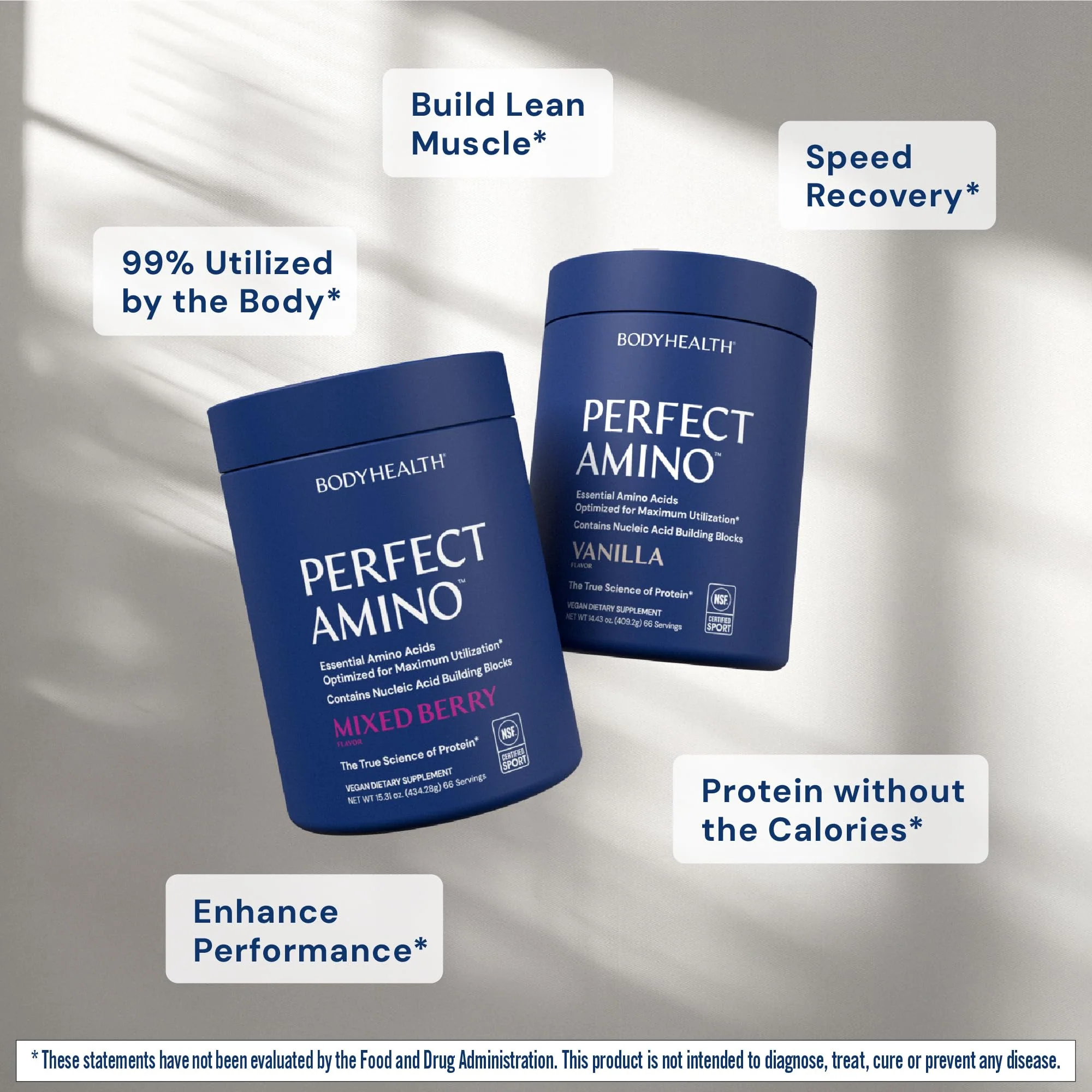 BodyHealth PerfectAmino Powder - BCAA and EAA Powder for Pre and Post Workout - Amino Acid Energy Drink to Support Lean Muscle and Recovery - NSF Certified for Sport - Mixed Berry - 66 Servings - Image 4