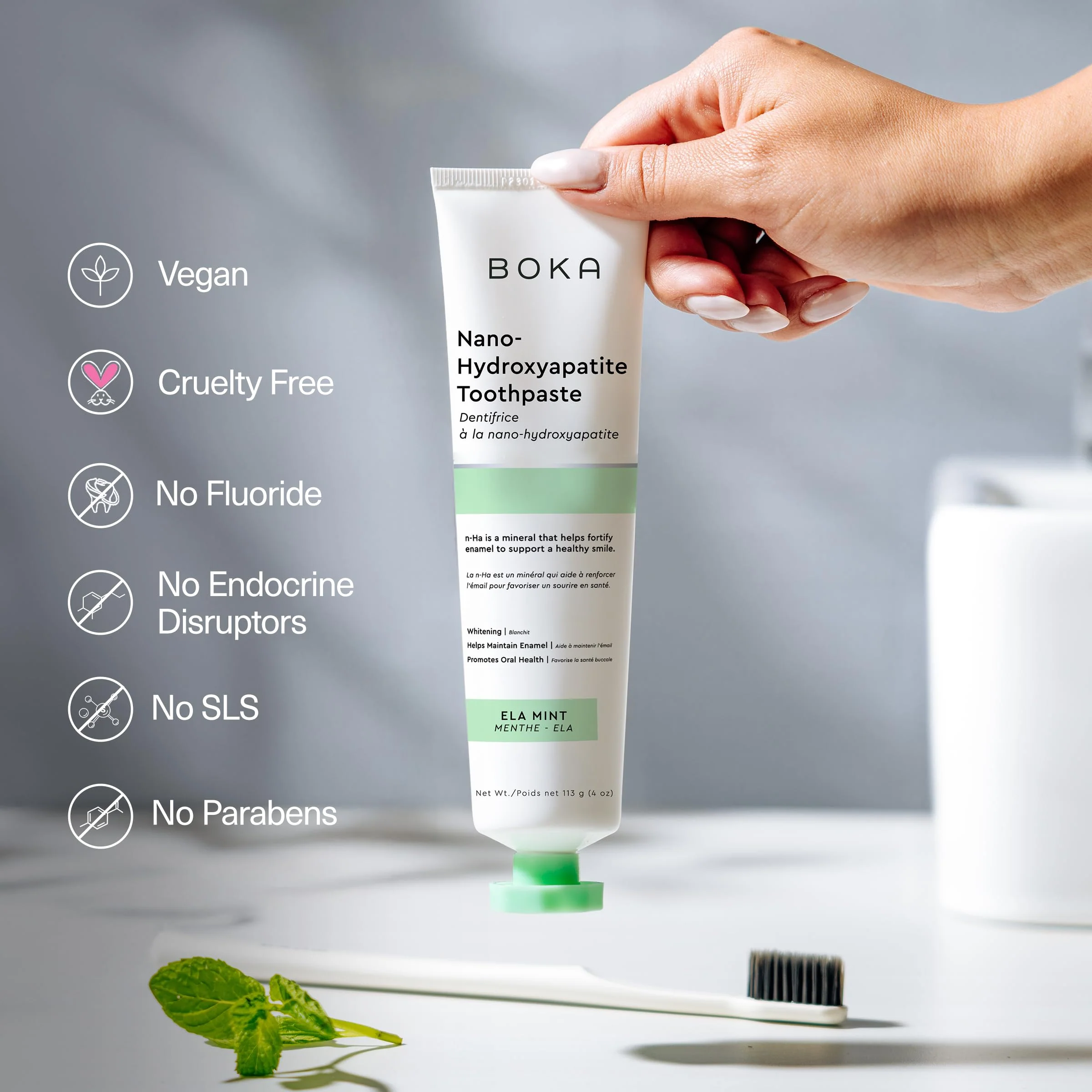 Boka Fluoride Free Toothpaste Nano Hydroxyapatite, Helps Remineralize, Appropriate for Sensitive Teeth, Whitening - for Adult, Kids Oral Care - Refresh Mint Flavor, 4 Fl Oz 3Pk - Image 30