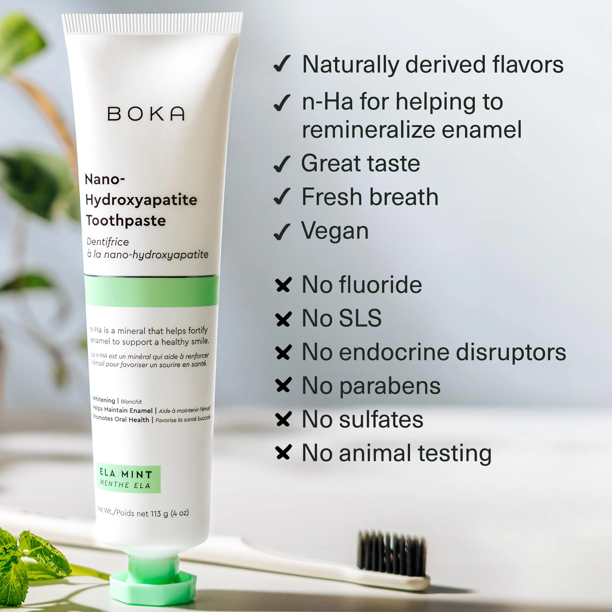 Boka Fluoride Free Toothpaste Nano Hydroxyapatite, Helps Remineralize, Appropriate for Sensitive Teeth, Whitening - for Adult, Kids Oral Care - Refresh Mint Flavor, 4 Fl Oz 3Pk - Image 74