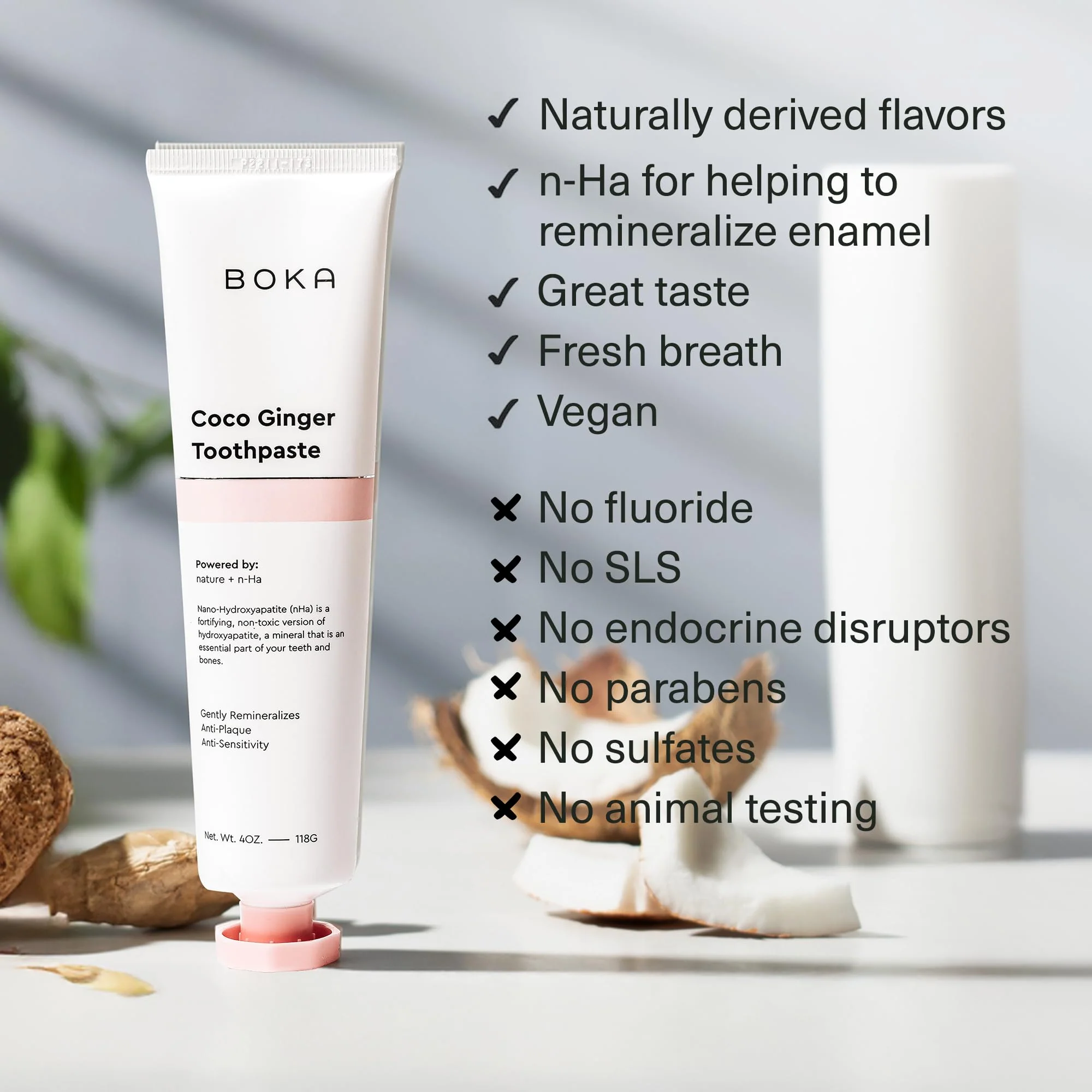 Boka Fluoride Free Toothpaste Nano Hydroxyapatite, Helps Remineralize, Appropriate for Sensitive Teeth, Whitening - for Adult, Kids Oral Care - Refresh Mint Flavor, 4 Fl Oz 3Pk - Image 80