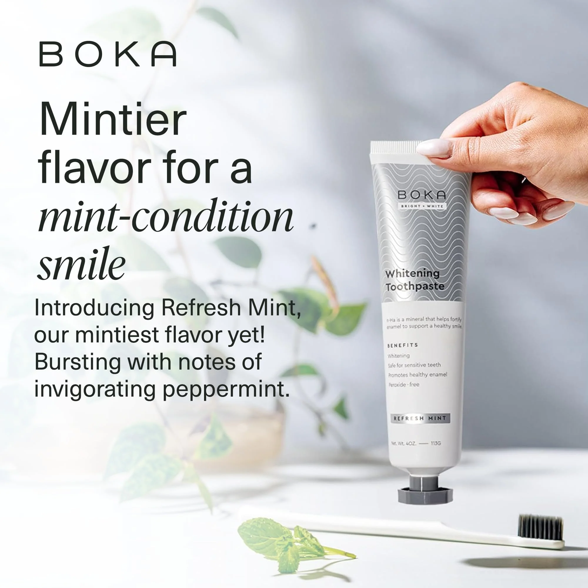 Boka Fluoride Free Toothpaste Nano Hydroxyapatite, Helps Remineralize, Appropriate for Sensitive Teeth, Whitening - for Adult, Kids Oral Care - Refresh Mint Flavor, 4 Fl Oz 3Pk - Image 81