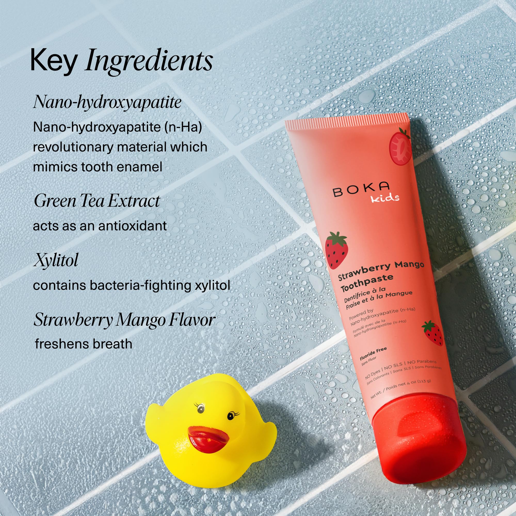 Boka Fluoride Free Toothpaste Nano Hydroxyapatite Toothpaste - Strawberry Mango Flavor, 4 oz 3Pk US Manufactured - Image 4