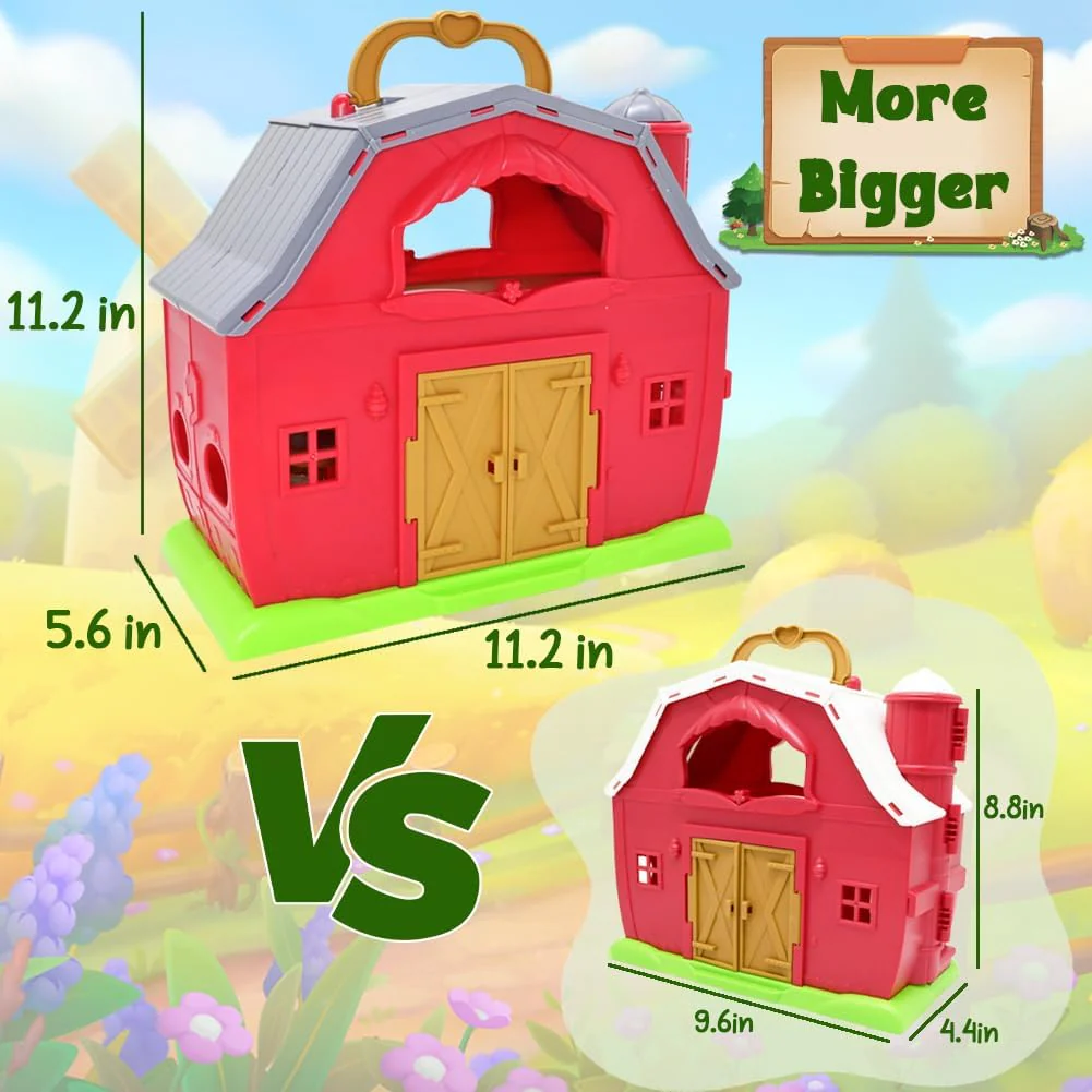 BOLZRA Farm Animals Big Red Barn Toy for 1 2 3 4 5 Years Old Toddlers, Kids Farm Figures Fence Playset with Tractor, Preschool Montessori Learning Toys, Christmas Birthday Easter Gift for Boys Girls - Image 7