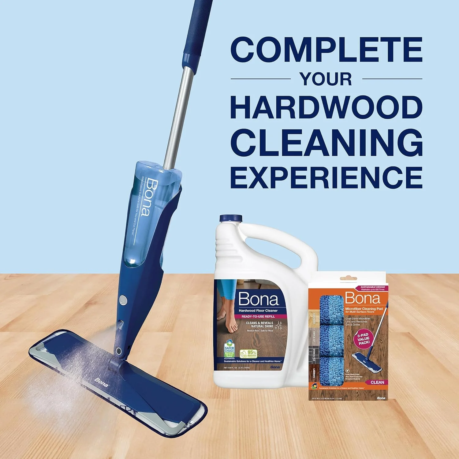 Bona Hardwood Floor Cleaner Refill - 128 fl oz - Unscented - Refill for Bona Spray Mops and Spray Bottles - Residue-Free Floor Cleaning Solution for Wood Floors - Image 2