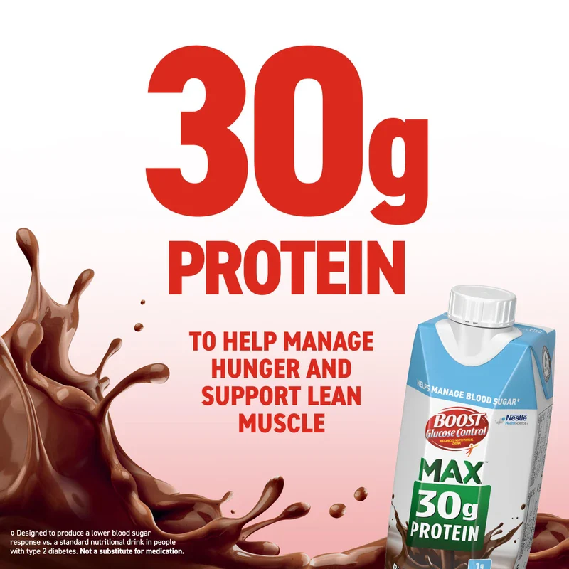 BOOST BOOST Glucose Control Max 30g Protein Nutritional Drink, Rich Chocolate, 11 Fl Oz (Pack of 12), Packaging May Vary - Image 2