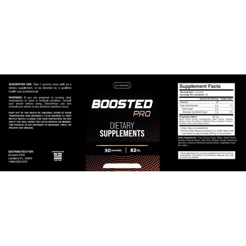 Boosted Pro for Mens Vitality & Virility Dietary Supplements 30 Gummies - Image 4