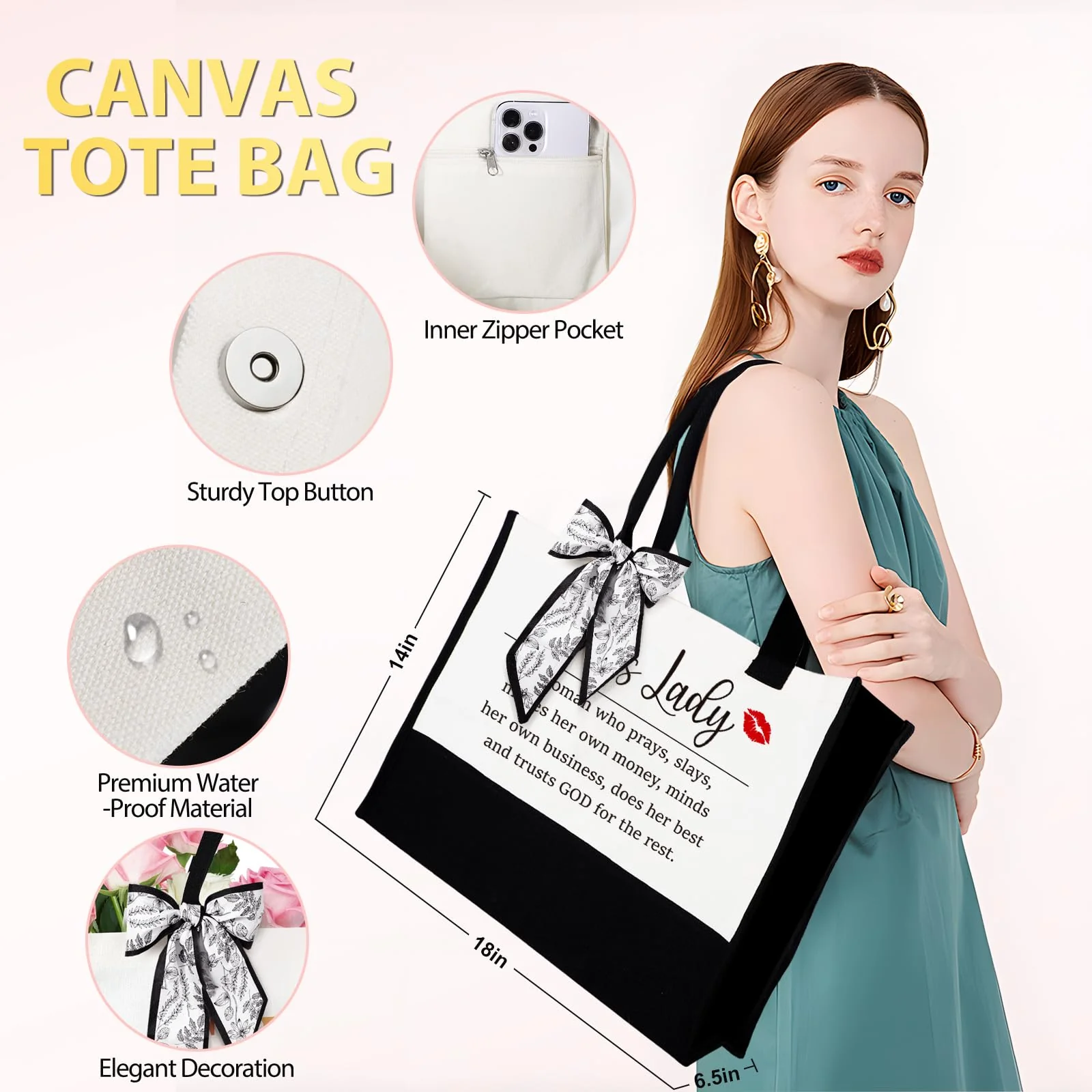 Boss Lady Gifts for Women, Best Boss Gift with Grocery Canvas Tote Bag, Funny Boss Christmas Box for Women, Cool Basket for Bosses Female, Office Appreciation Gifts for Birthday Boss's Day Pink - Image 6