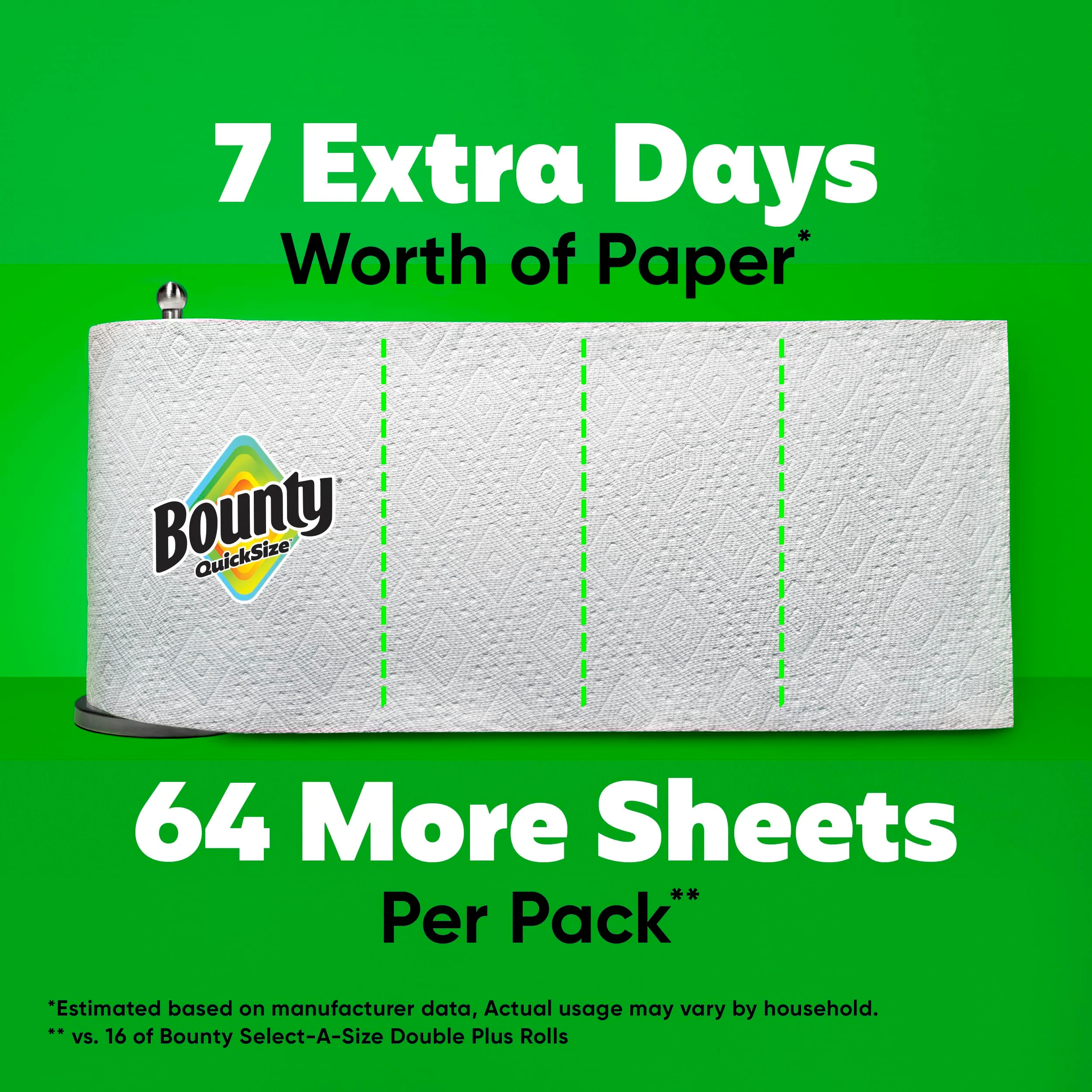 Bounty Paper Towels Quick Size, White, 16 Family Rolls = 40 Regular Rolls (Packaging May Vary) - Image 9