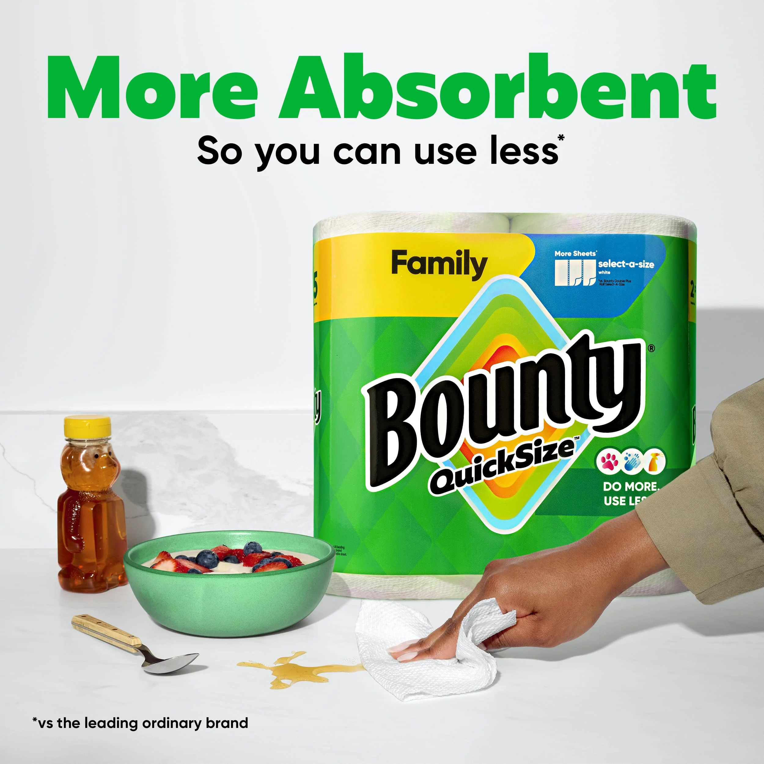 Bounty Paper Towels Quick Size, White, 16 Family Rolls = 40 Regular Rolls (Packaging May Vary) - Image 36