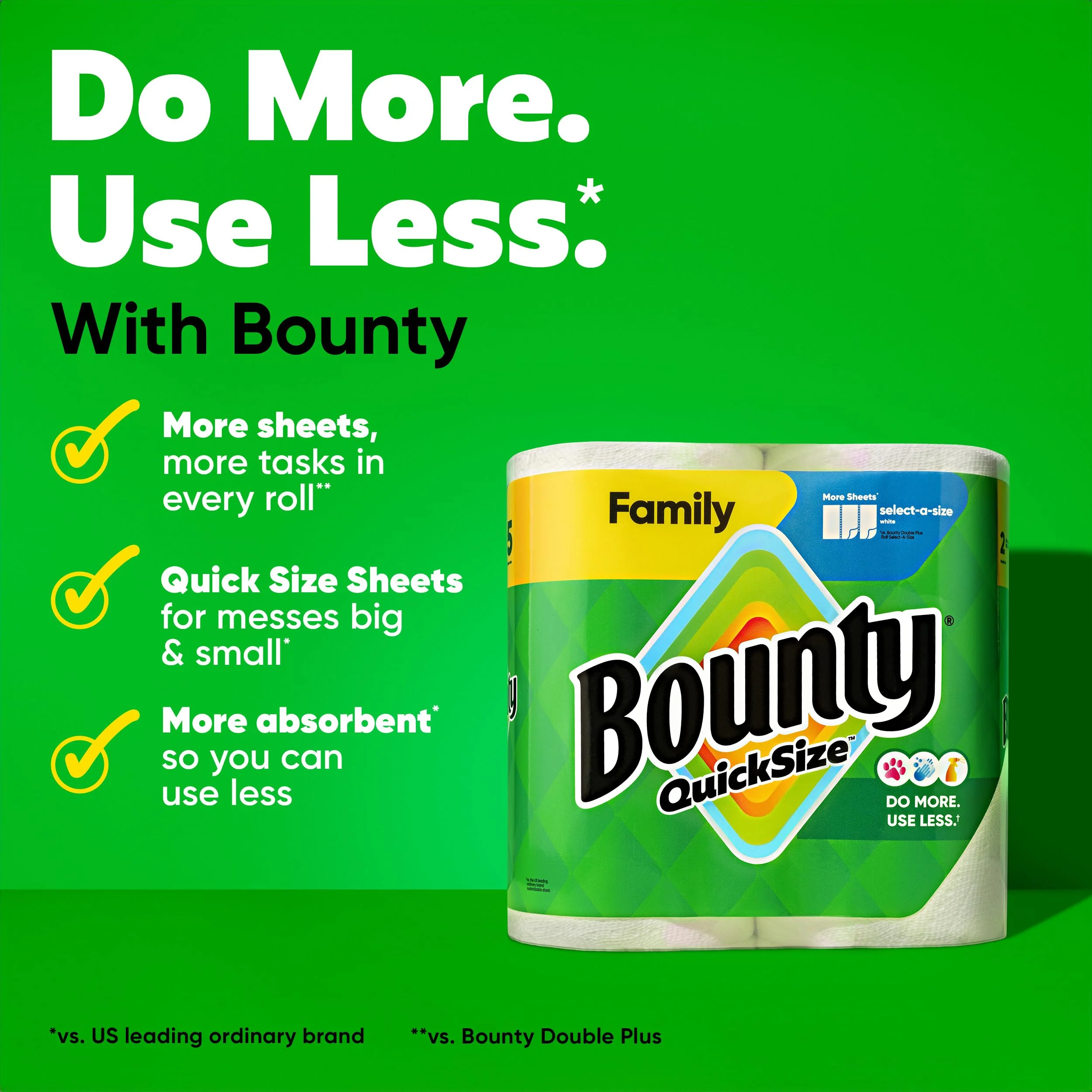 Bounty Paper Towels Quick Size, White, 16 Family Rolls = 40 Regular Rolls (Packaging May Vary) - Image 46