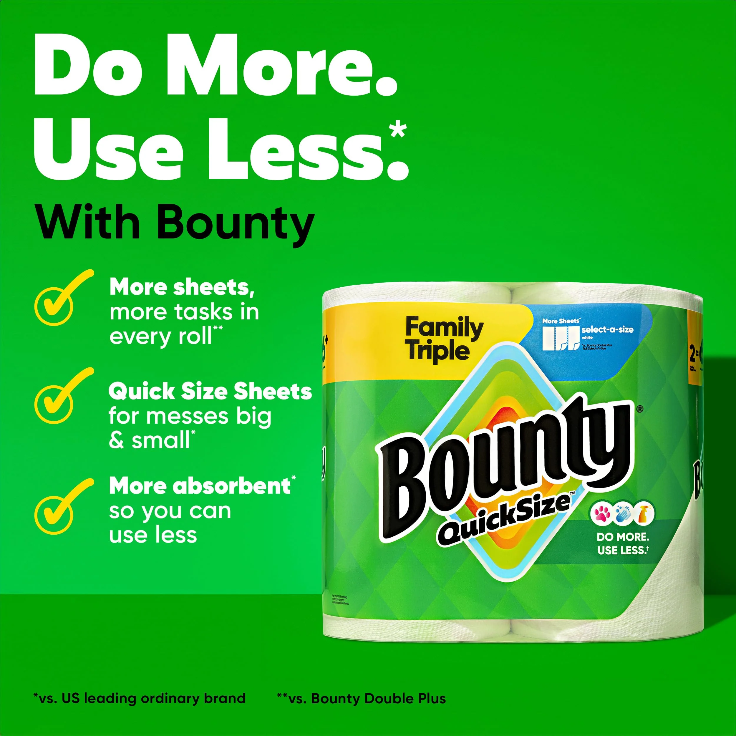 Bounty Paper Towels Quick Size, White, 16 Family Rolls = 40 Regular Rolls (Packaging May Vary) - Image 7