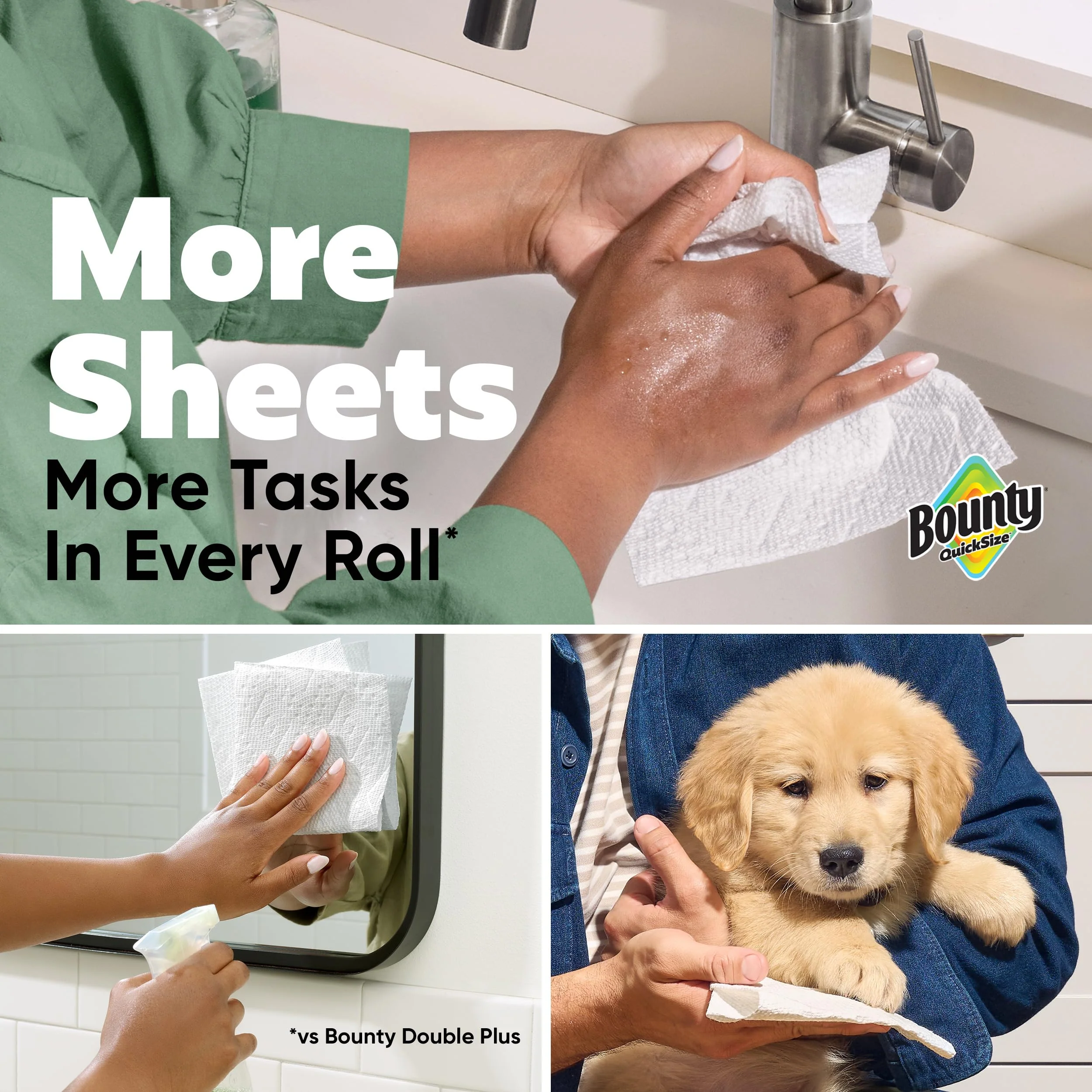 Bounty Paper Towels Quick Size, White, 16 Family Rolls = 40 Regular Rolls (Packaging May Vary) - Image 8