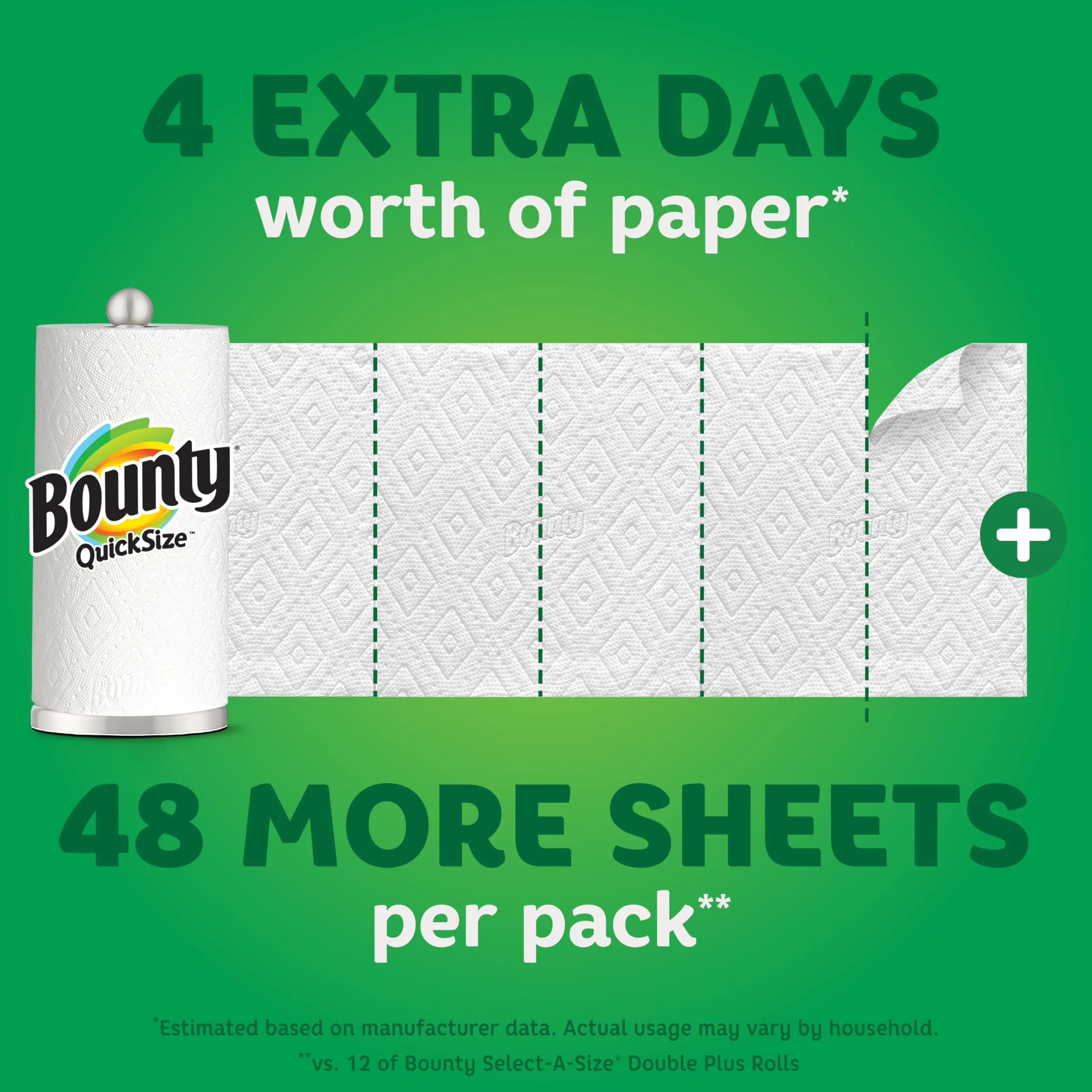 Bounty Quick-Size Paper Towels, White, 12 Family Rolls = 30 Regular Rolls - Image 11